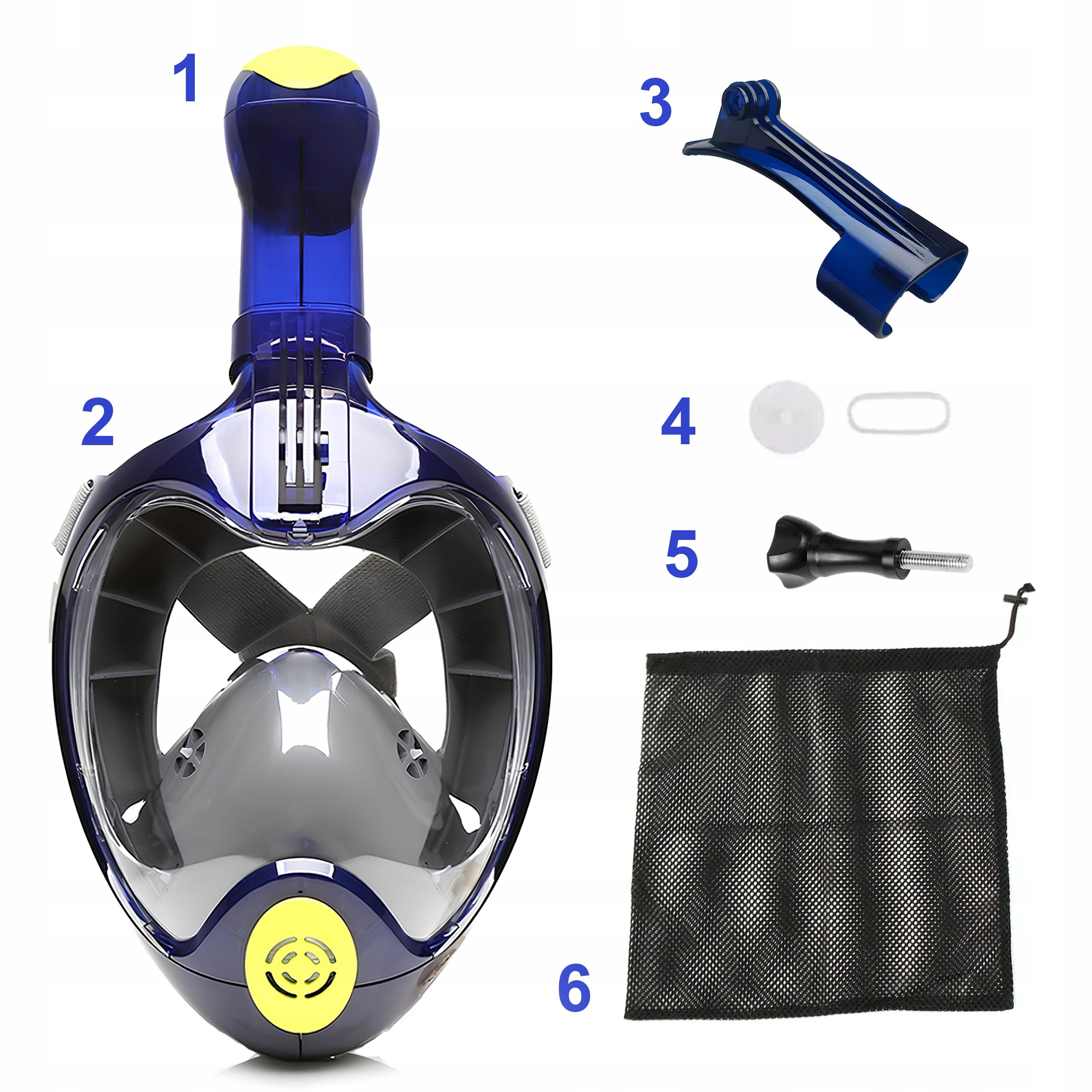 Diving mask FULL FACE WITH SNORKEL ANTIFOG DRYTOP TUBE HANDLE Brand Renew Force