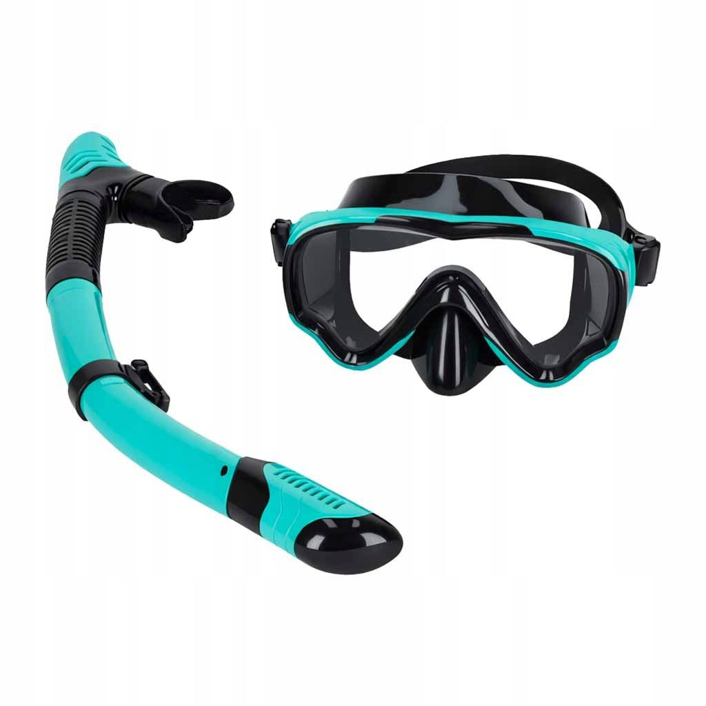 Diving mask glasses tube snorkel set blue-black