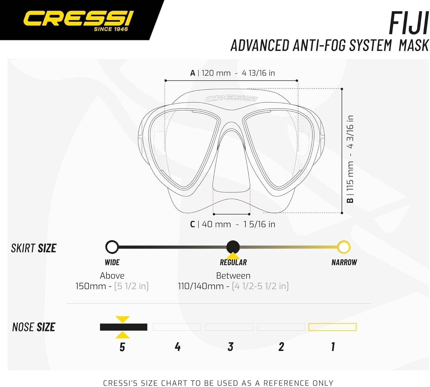 Diving mask glasses, with tube Cressi Fiji + Gamma Snorkel Combo Color black