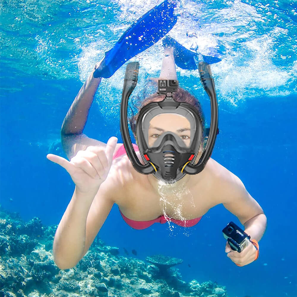 Diving mask with tube black size M Color black