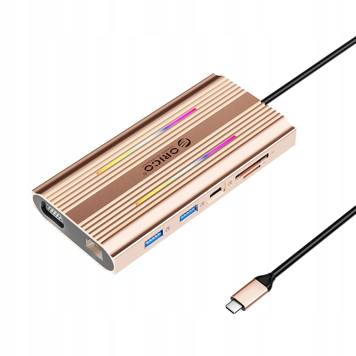 Docking Station 12in1 USB-C Micro SD Rj45 XDR RGB HDMI 4K VGA PD 100W Orico Packaging status original