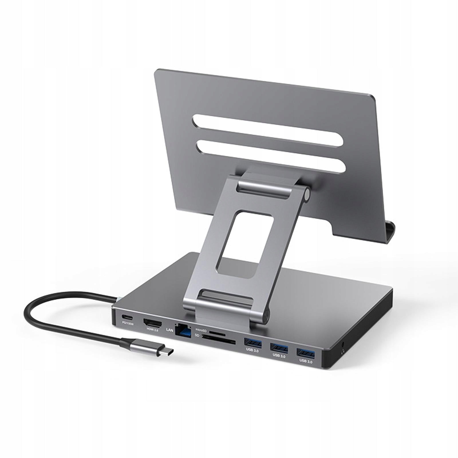 Docking Station Aluminium Alloy USB3.0 Interface Mount for Home 9 in 1 Manufacturer no brand