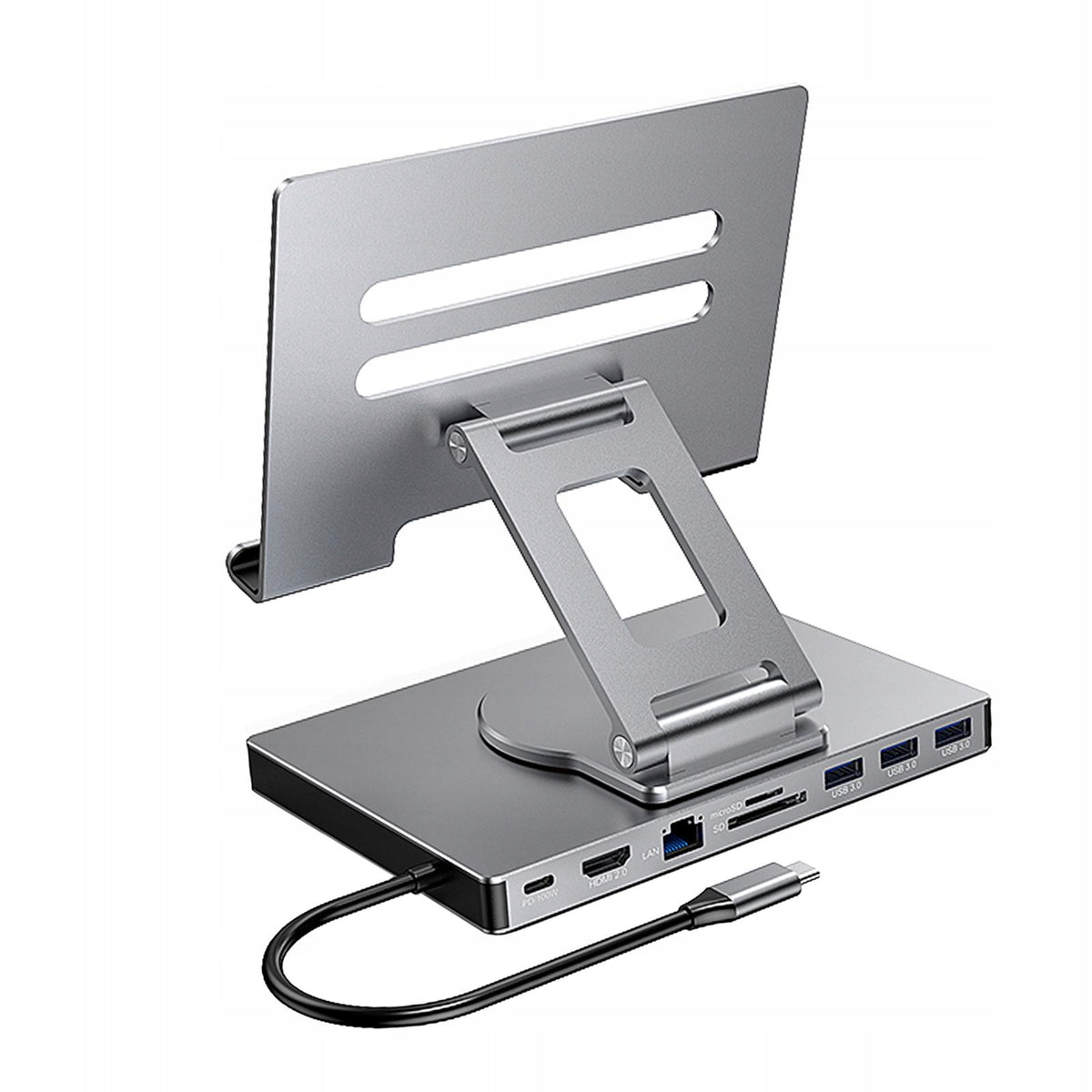 Docking Station Aluminum Alloy Interface USB3.0 Mount 9 in 1 Rotation