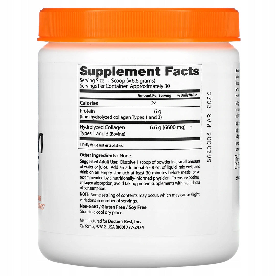 Doctor's Best Collagen Types 1 & 3 PURE COLLAGEN POWDER JOINTS 200g Packaging status original