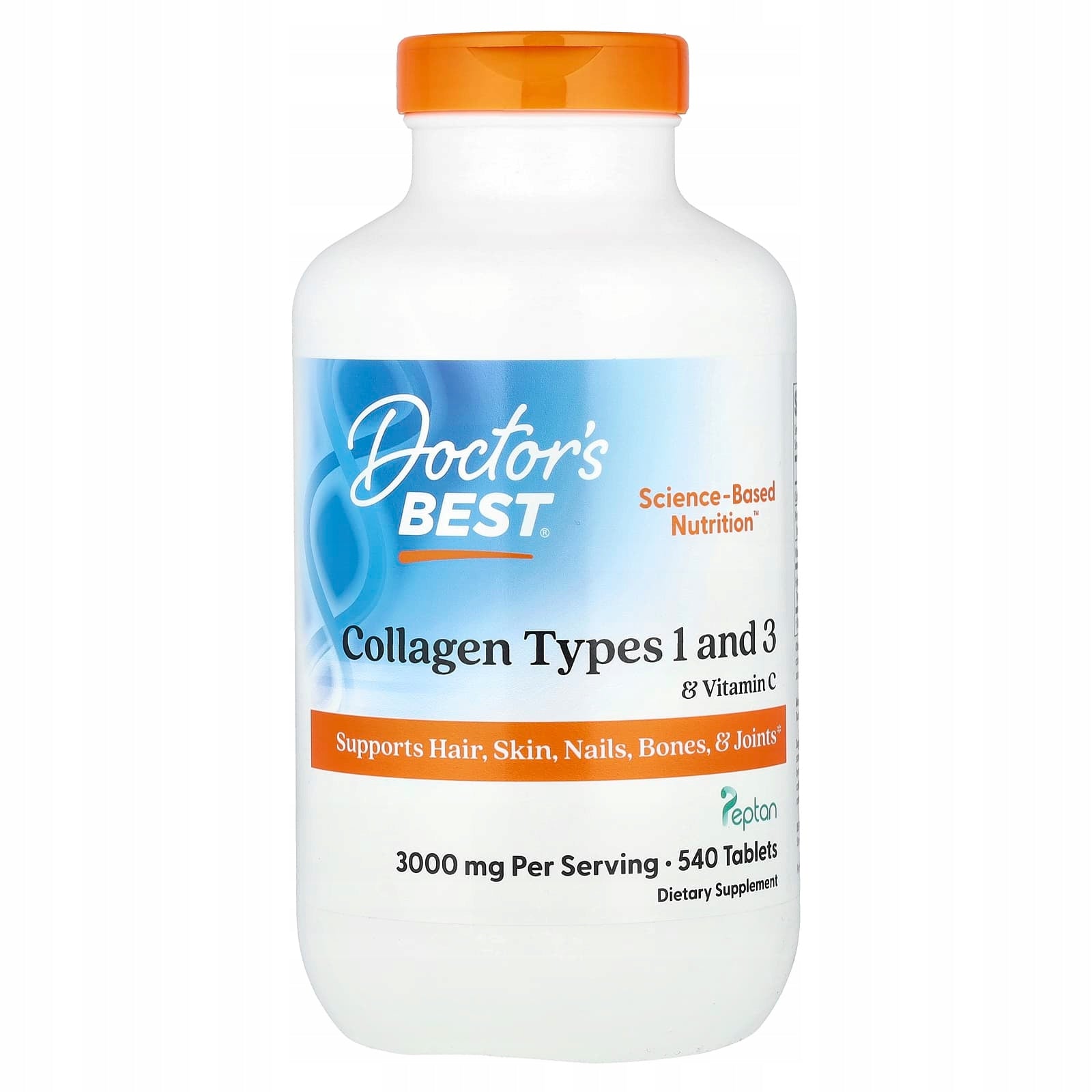 Doctor's Best, Collagen type 1 and 3 with vitamin C, 540 tablets