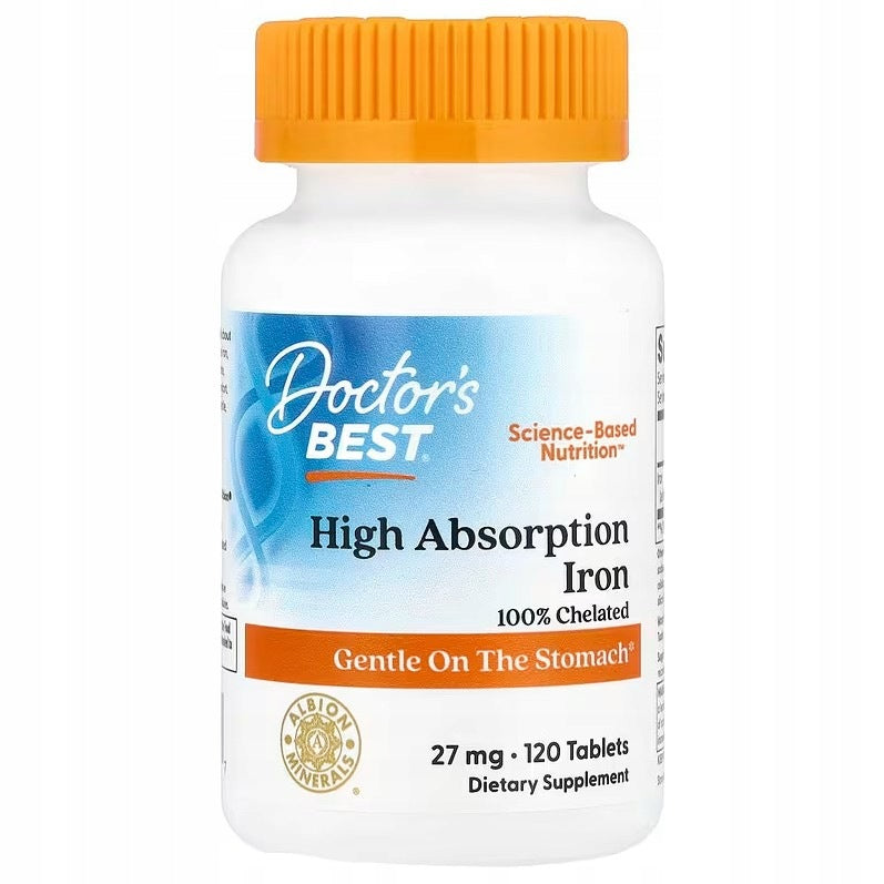 Doctor's Best - Iron, Highly absorbable, 27mg, 120 tablets
