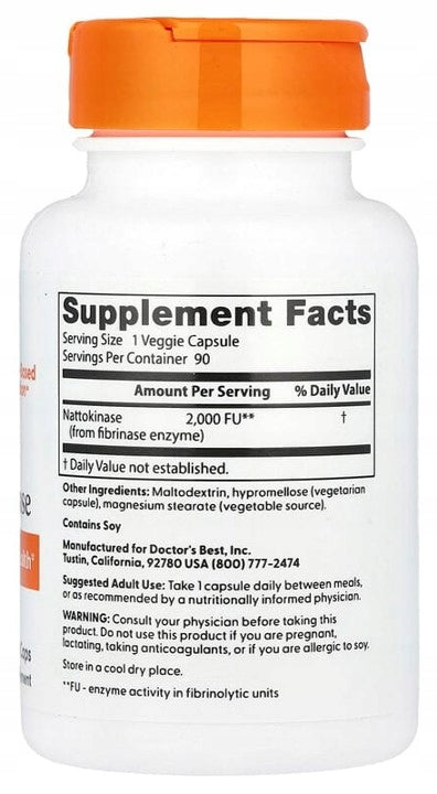 Doctor's Best - Nattokinase / Nattokinase | 2000 FUs | 90 caps. | CIRCULATION Expiration date at least 1 year from the date of purchase