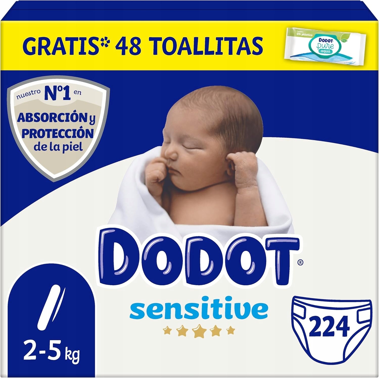 Dodot Sensitive Diapers size 1 (2-5 kg) 224pcs.