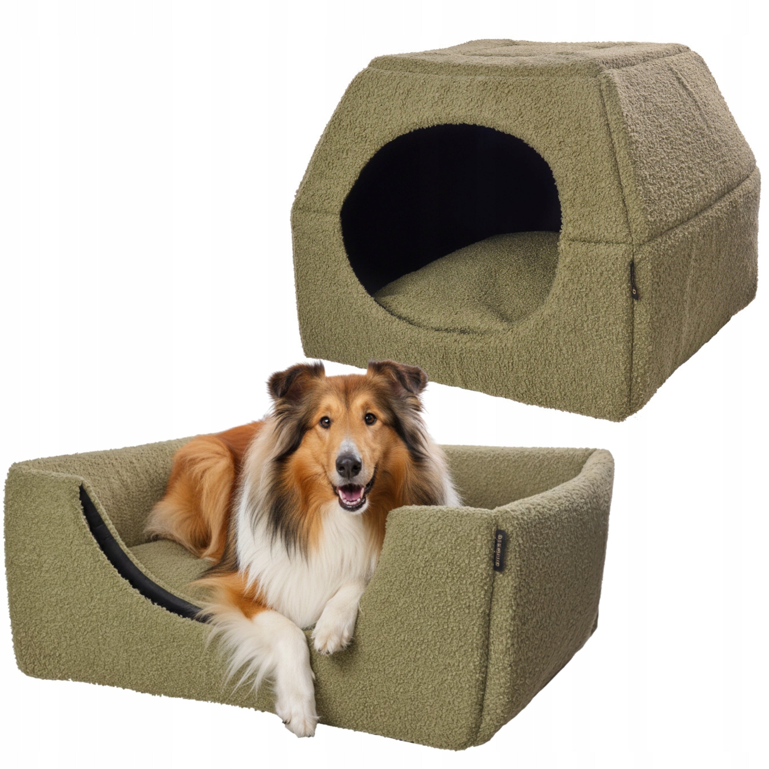 Dog Bed Cat Booth 2in1 Cottage 70x70cm XL Non-Slip Bedding