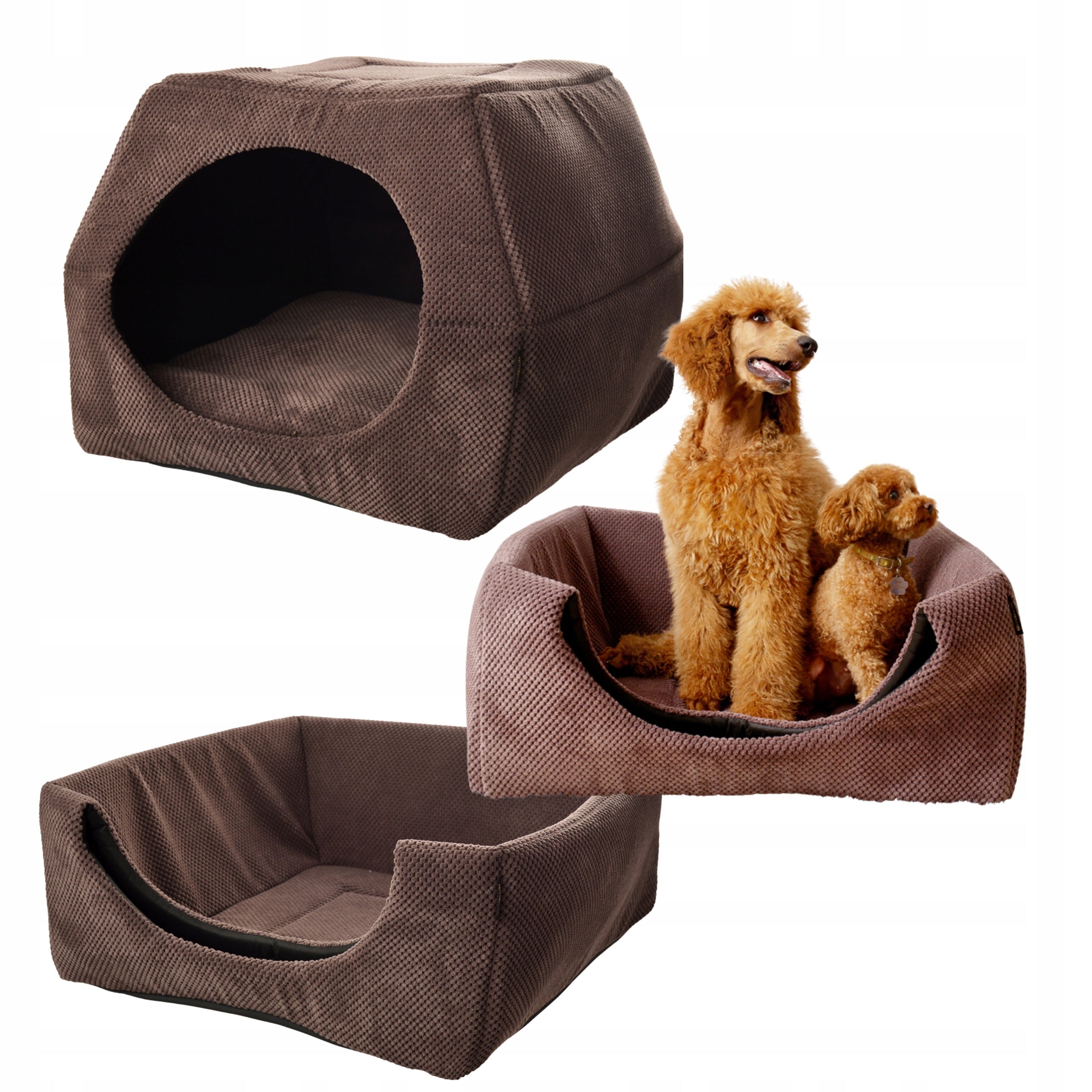 Dog Bed Cat Booth 2in1 XL Cottage 70x70cm Non-Slip Bedding