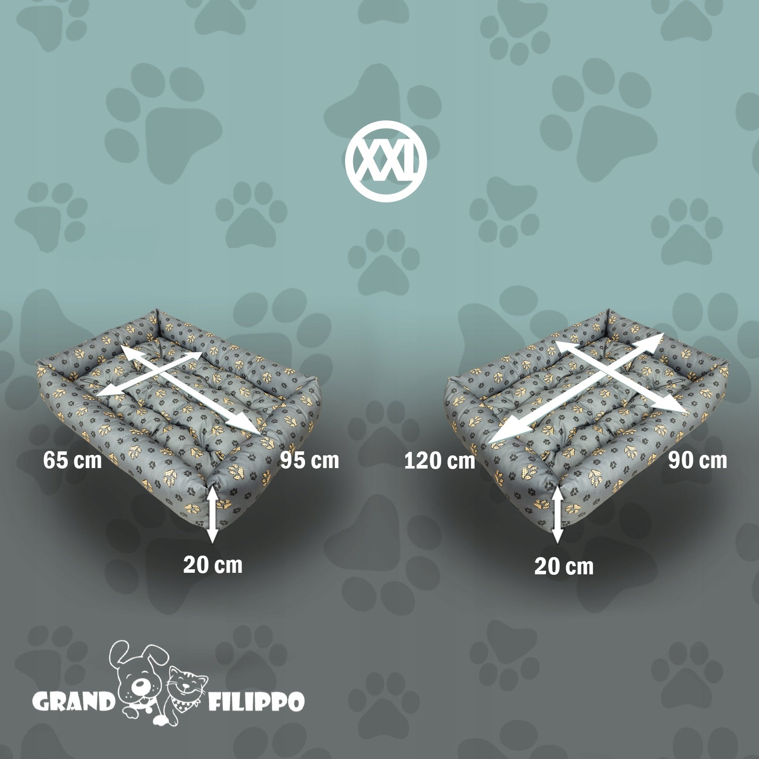 Dog Bed Couch 120x90 WATERPROOF Grey -Colorful Paws Kind couch