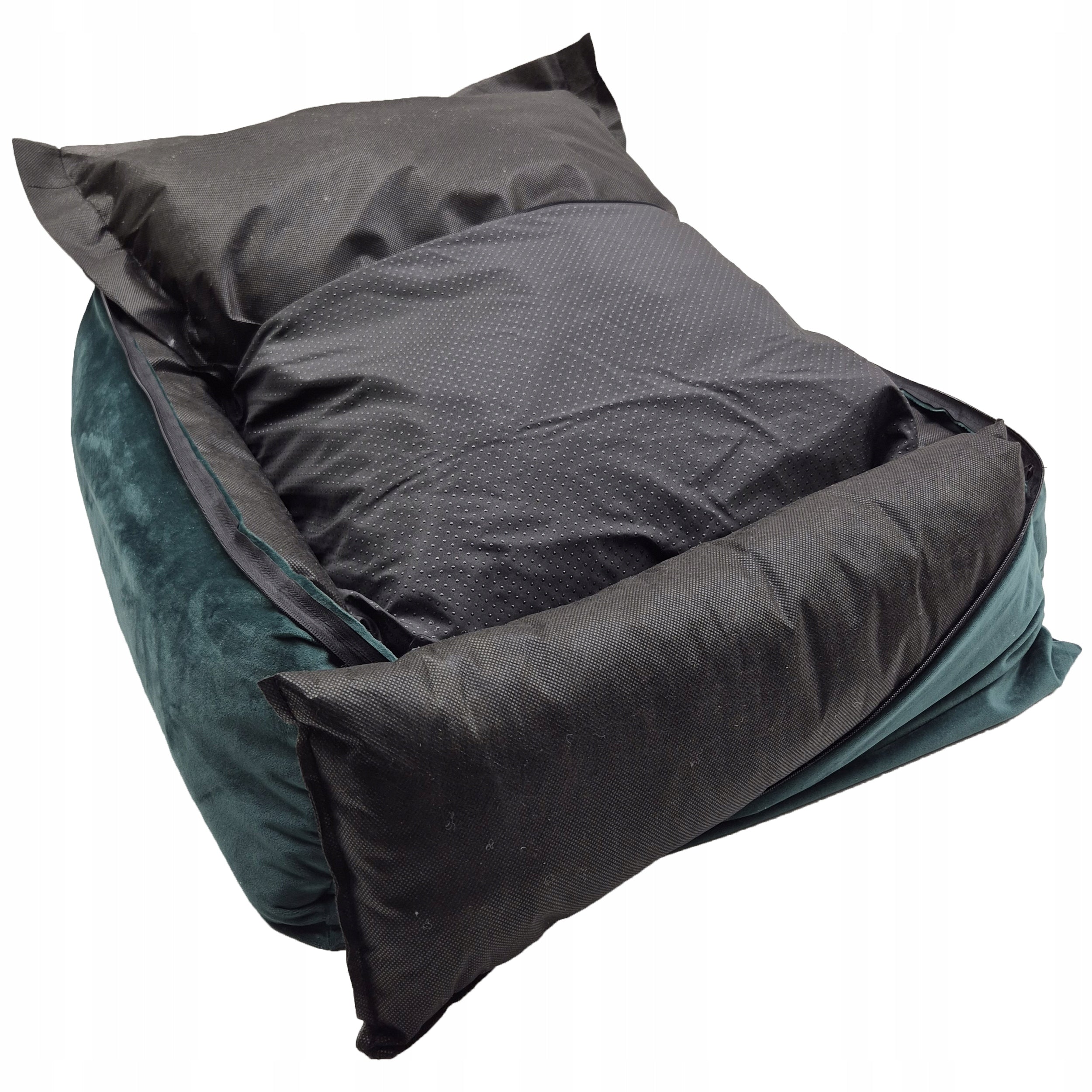 Dog Bed Couch 75x65 Velvet Removable Cover Green Length 75 cm