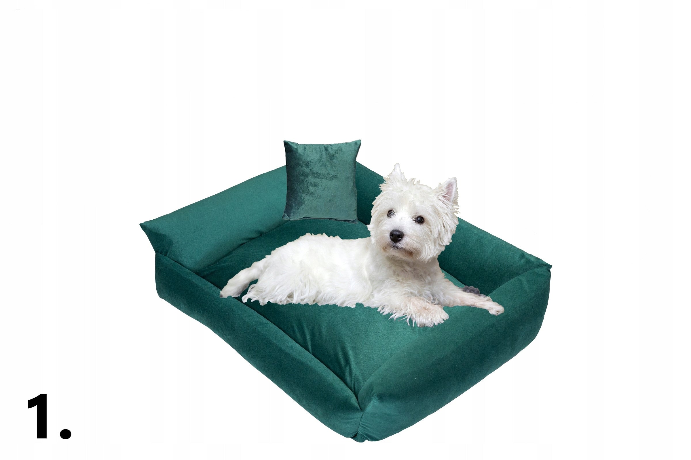 Dog Bed Couch 75x65 Velvet Removable Cover Green Product width 65 cm