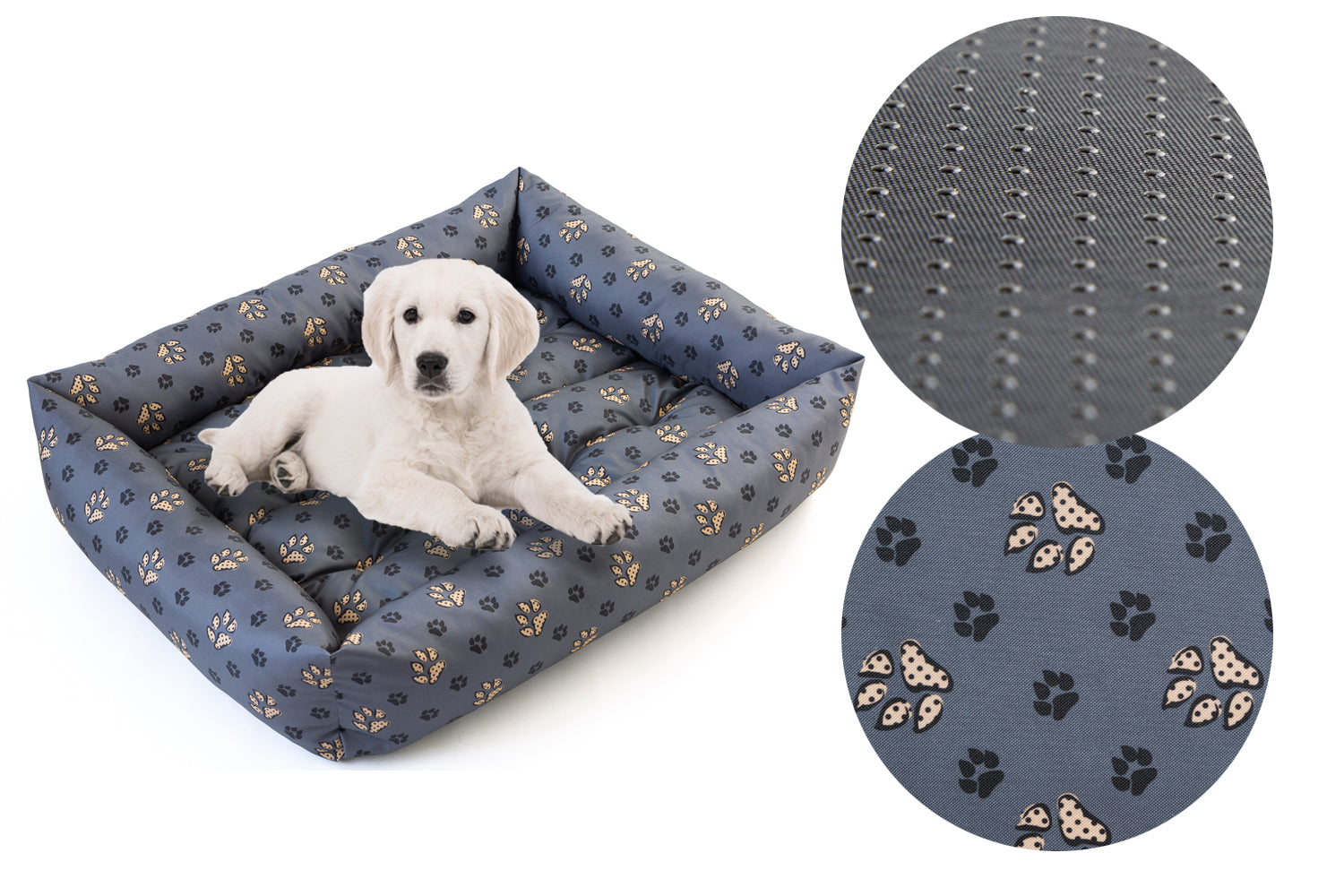 Dog Bed Couch Playpen 95x75 WATERPROOF Grey Colorful Paws