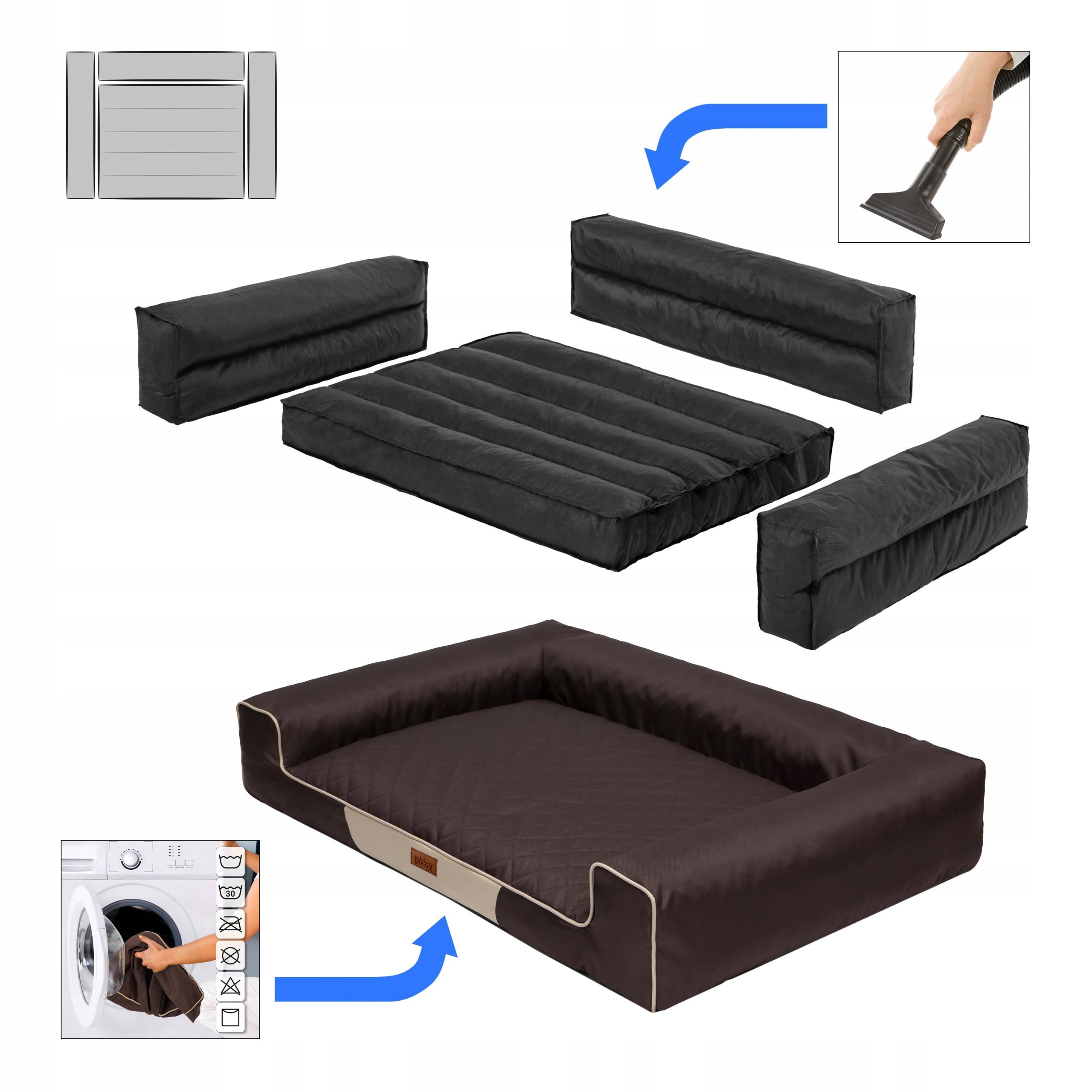 Dog Bed, Sofa WATERPROOF REMOVABLE COVER XL 100x65 cm Length 100 cm