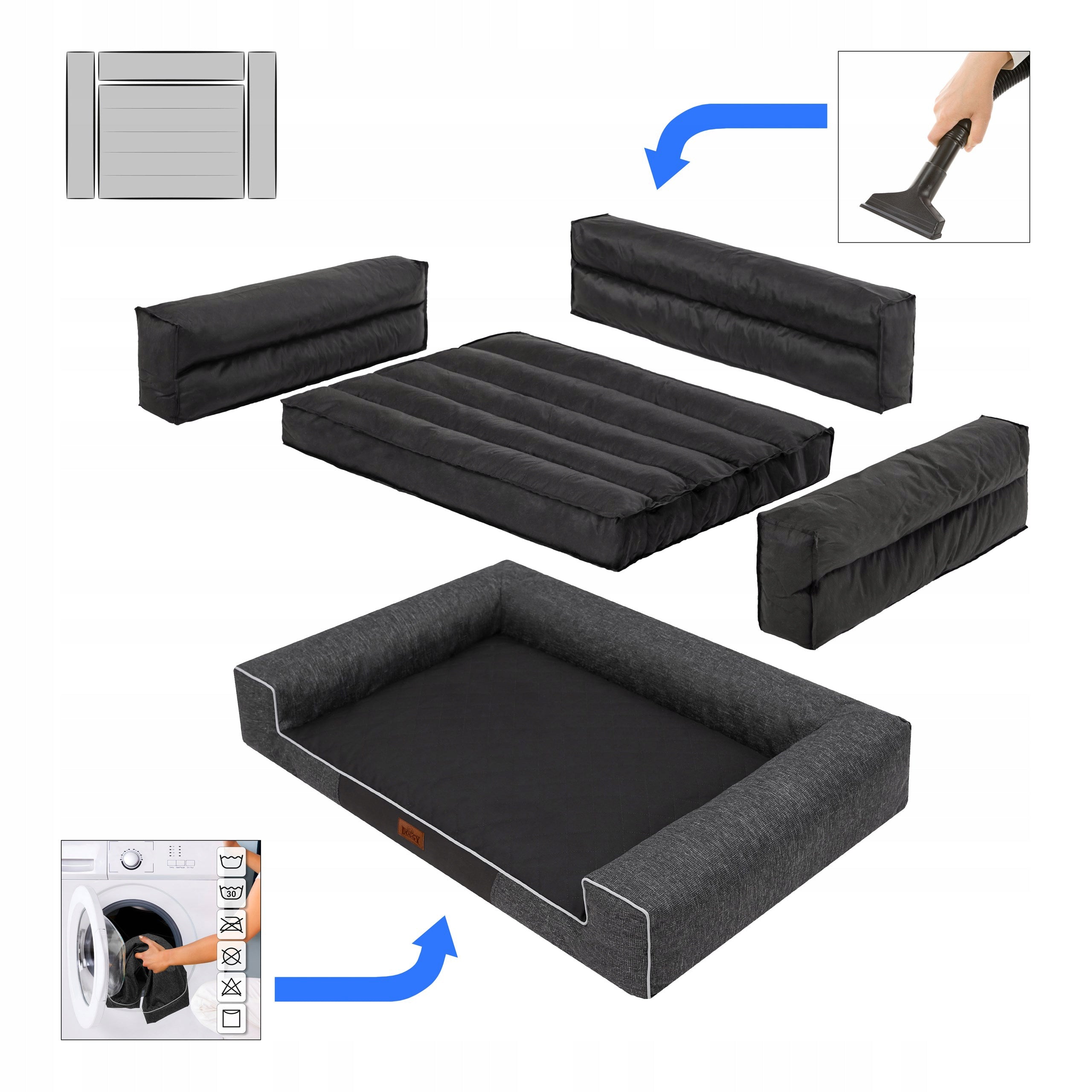Dog Bed Waterproof Large Sofa Pull Down Cover XXL 118x78 cm Length 118 cm
