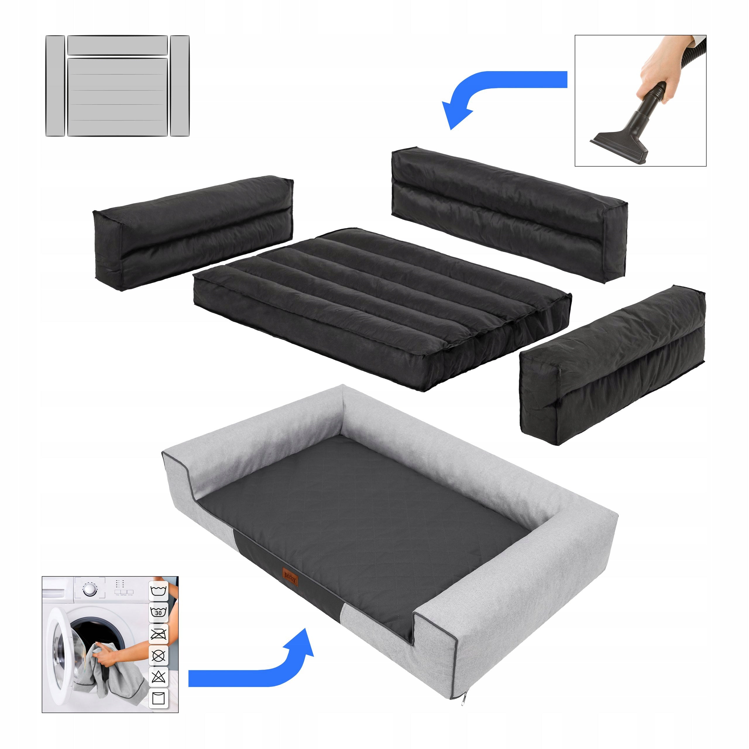 Dog Bed, XL 100x65 cm, Waterproof, Pull-down Cover Length 100 cm