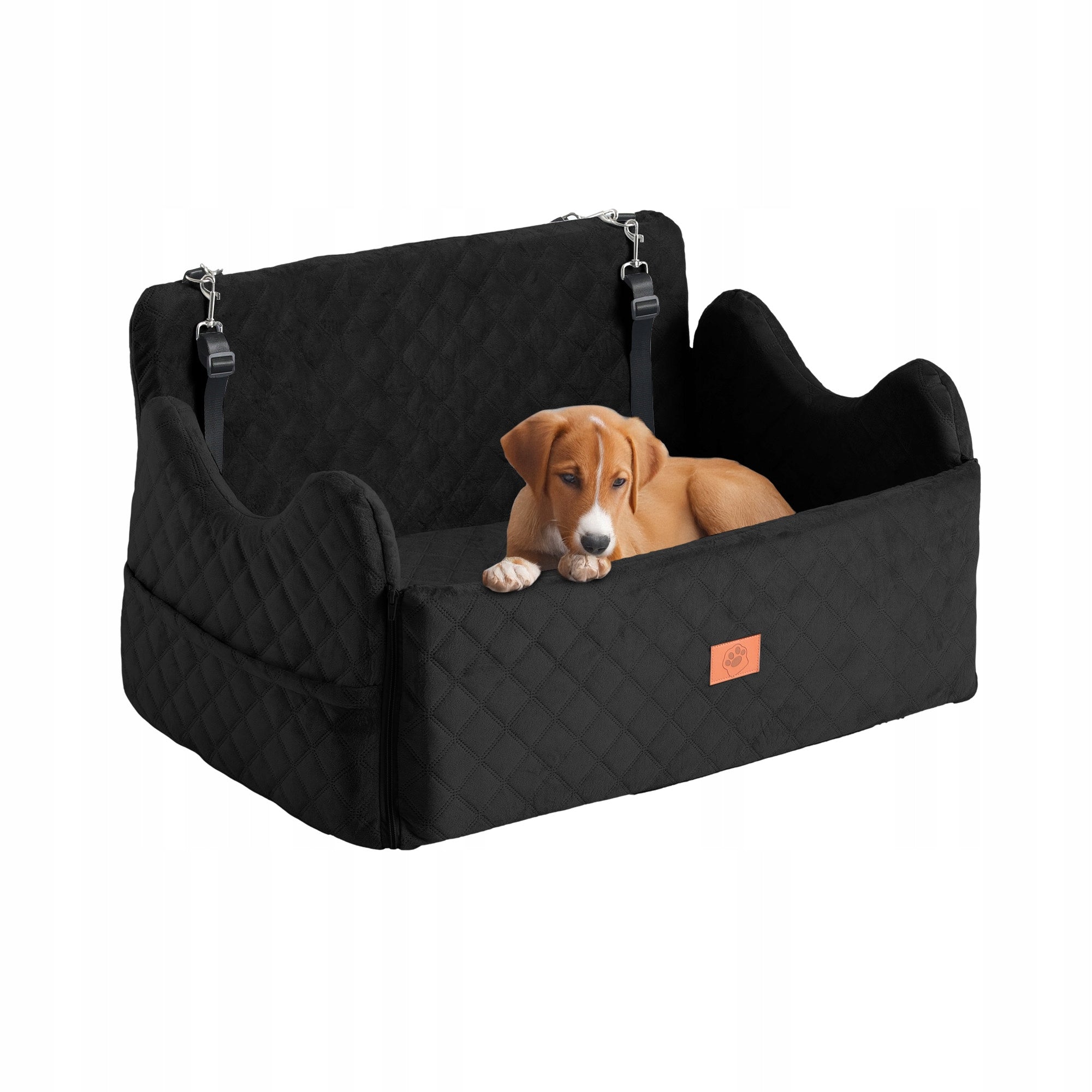 Dog Car Seat, Memory Foam, Pet Bed, 2 Safety Belts,Storage Bag, 76cm, Black Manufacturer code PSPPPB-0026-E-AL