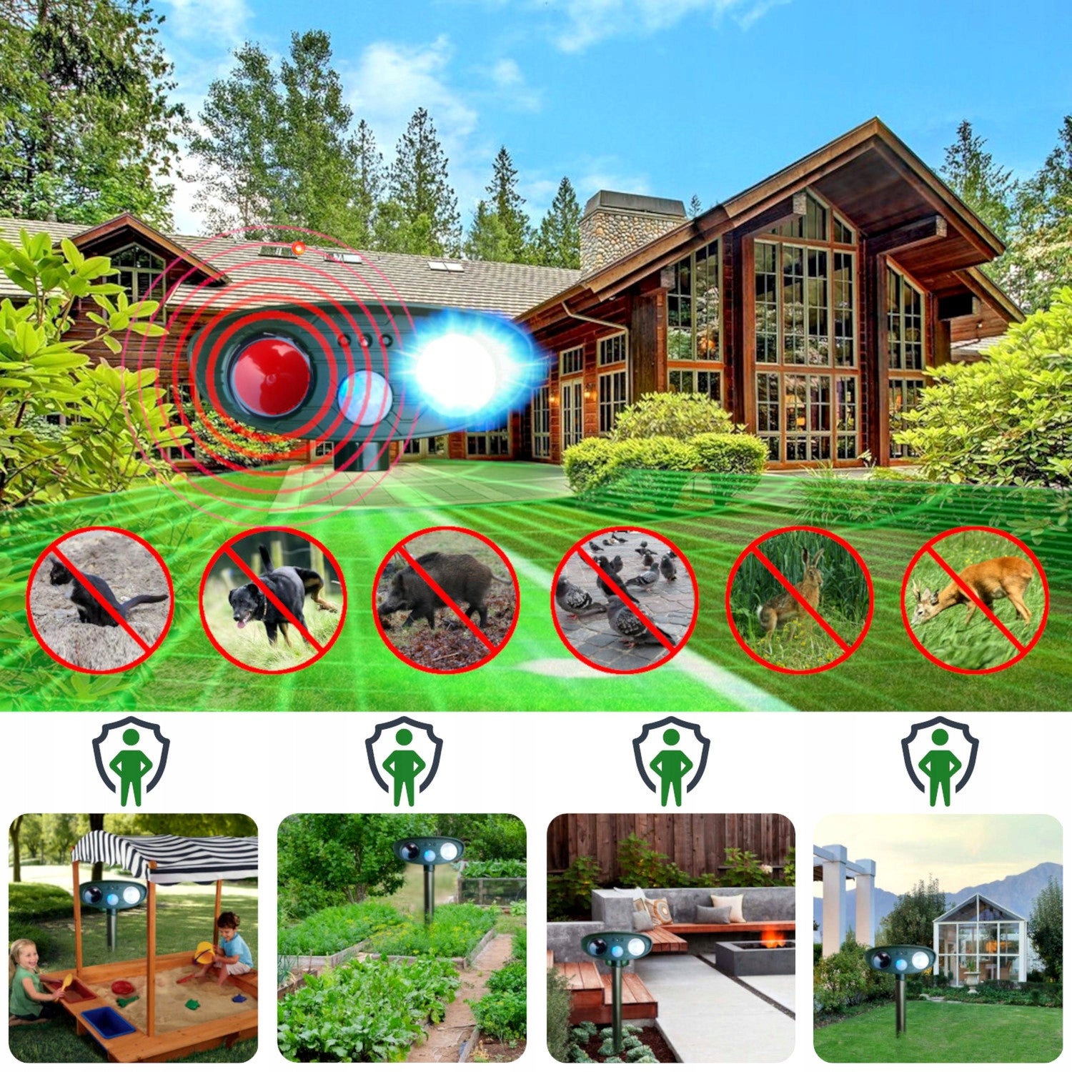 Dog Cat Repellent BIRDS WILD BIRD CAT DOGS 10in1 SOLAR RECHARGEABLE Brand Masuletto
