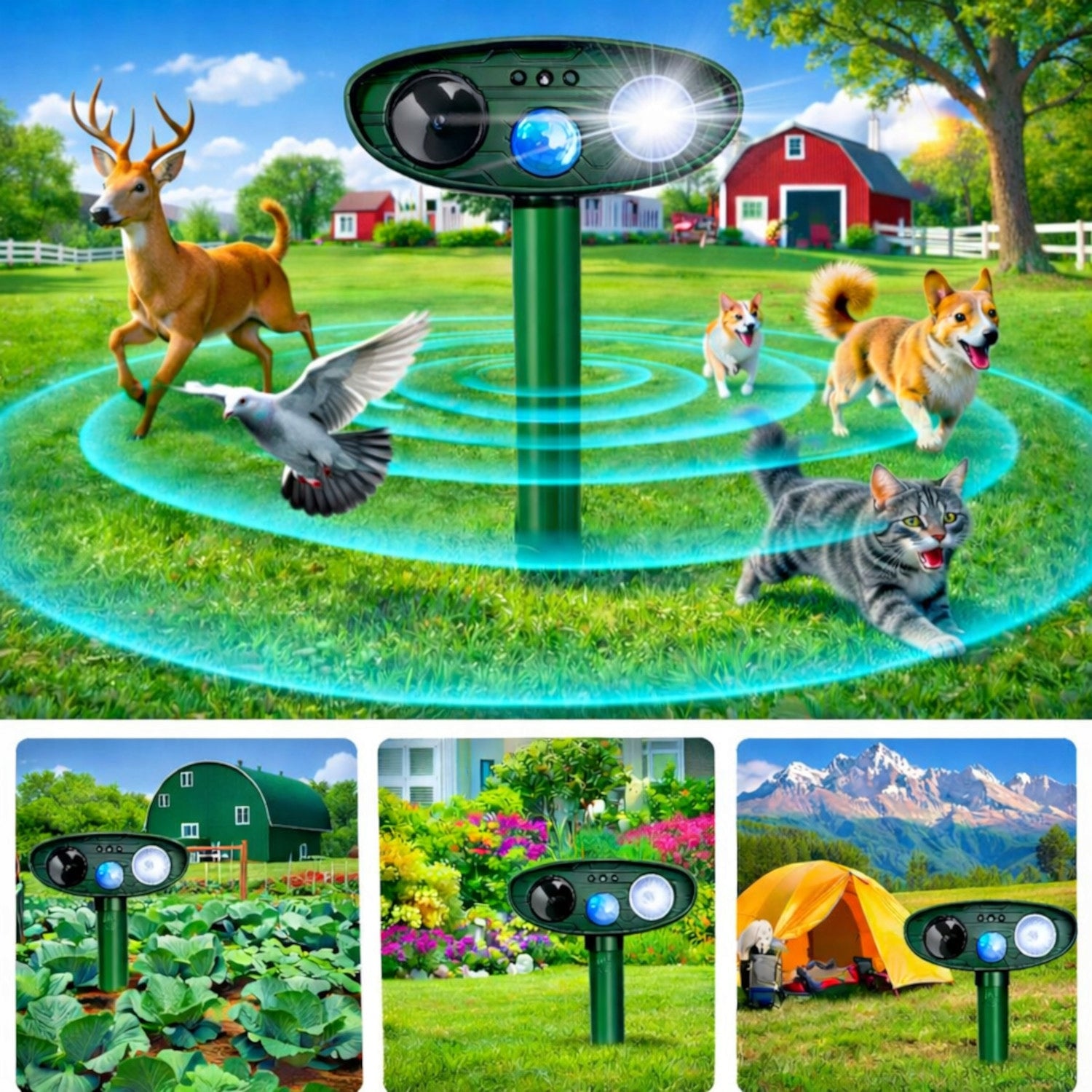 Dog Cat Repellent BIRDS WILD BIRD CAT DOGS 10in1 SOLAR RECHARGEABLE Packaging status original