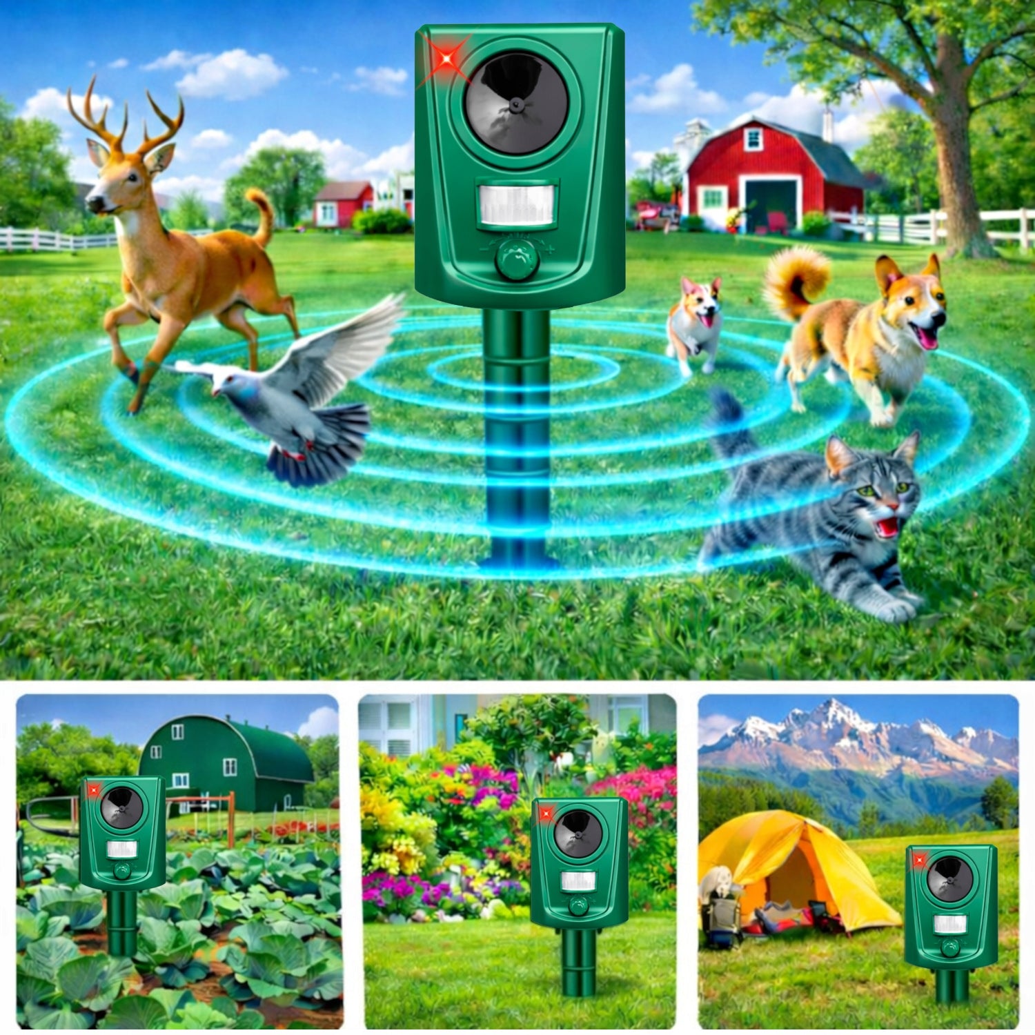 Dog Cat Repellent BIRDS WILD BIRD CAT DOGS Battery Operated POWERFUL 10in1 Packaging status original