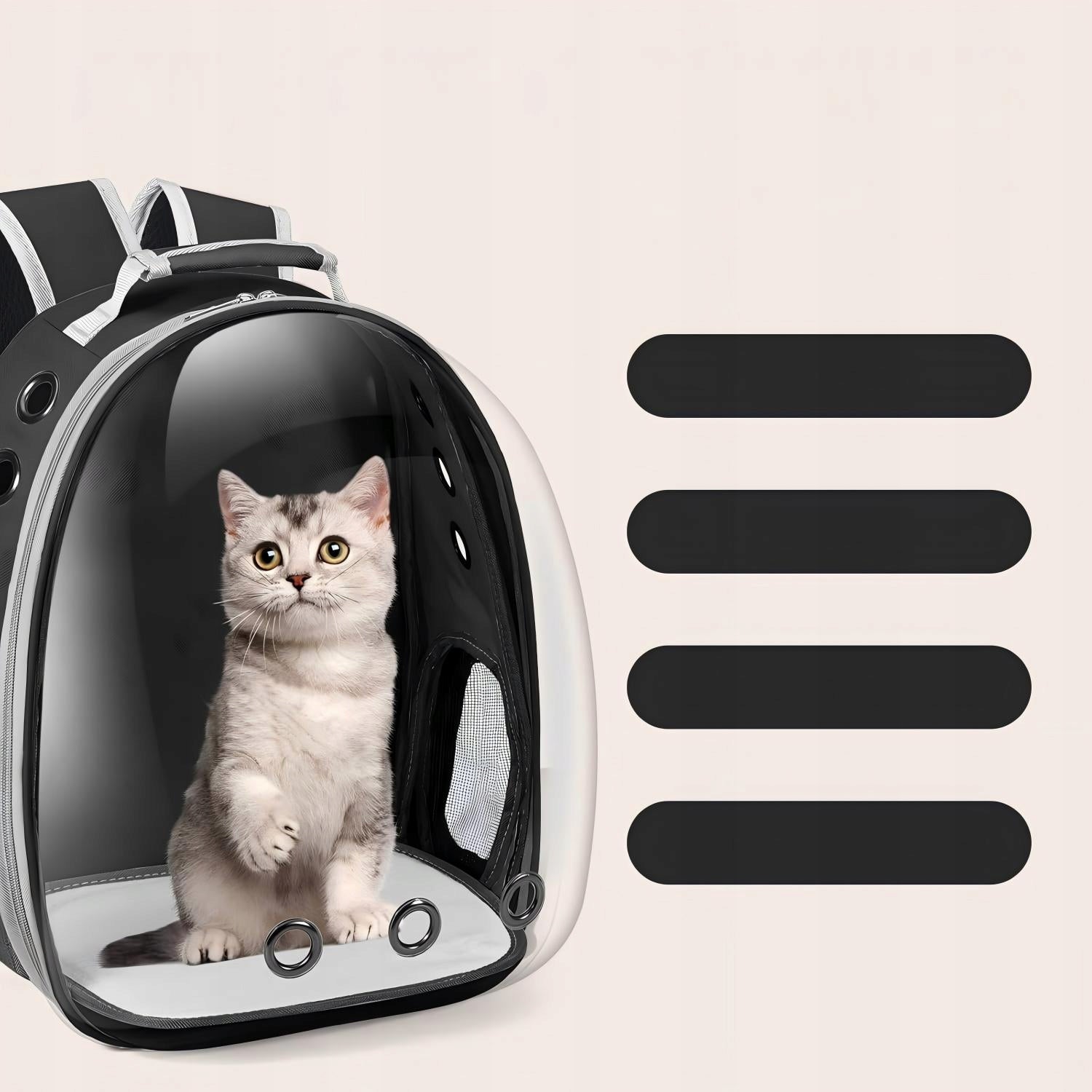 Dog Cat Transport Backpack Transparent Space Capsule Black Product depth 40 cm