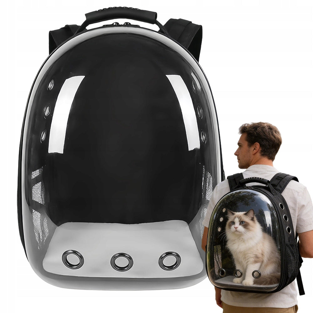 Dog Cat Transport Backpack Transparent Space Capsule Black