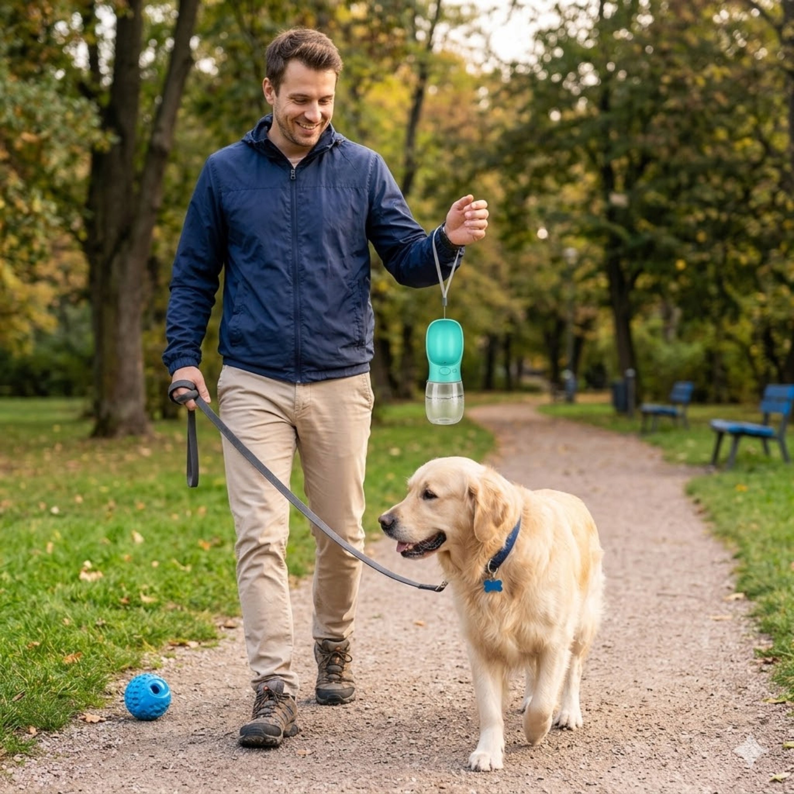 Dog Drinker Bottle Bowl Portable Tourist for Walk 3 Colors Material made from a synthetic material