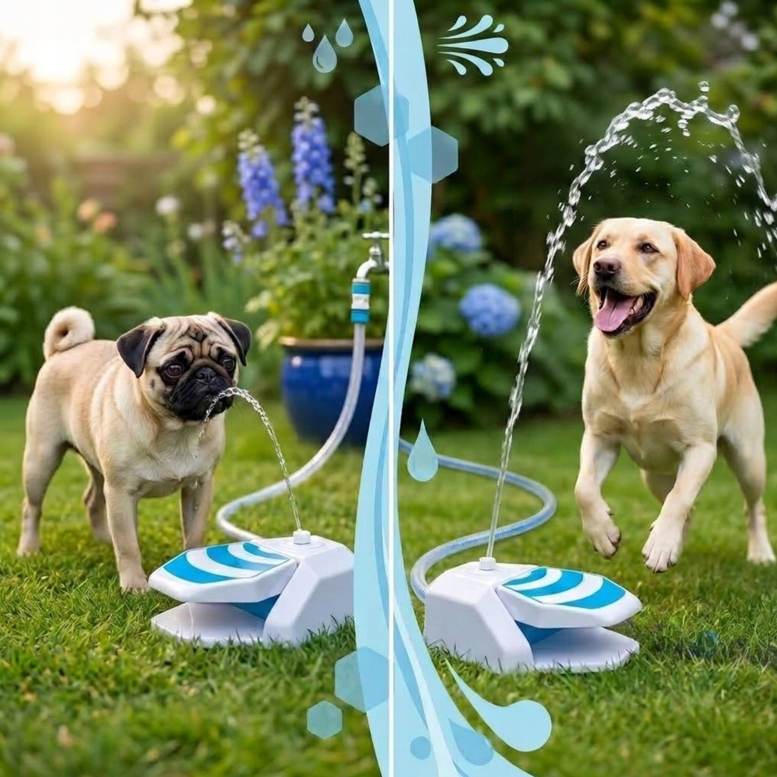 Dog Drinker Garden Fountain for Hose Drinker Automatic Dispenser Material made from a synthetic material