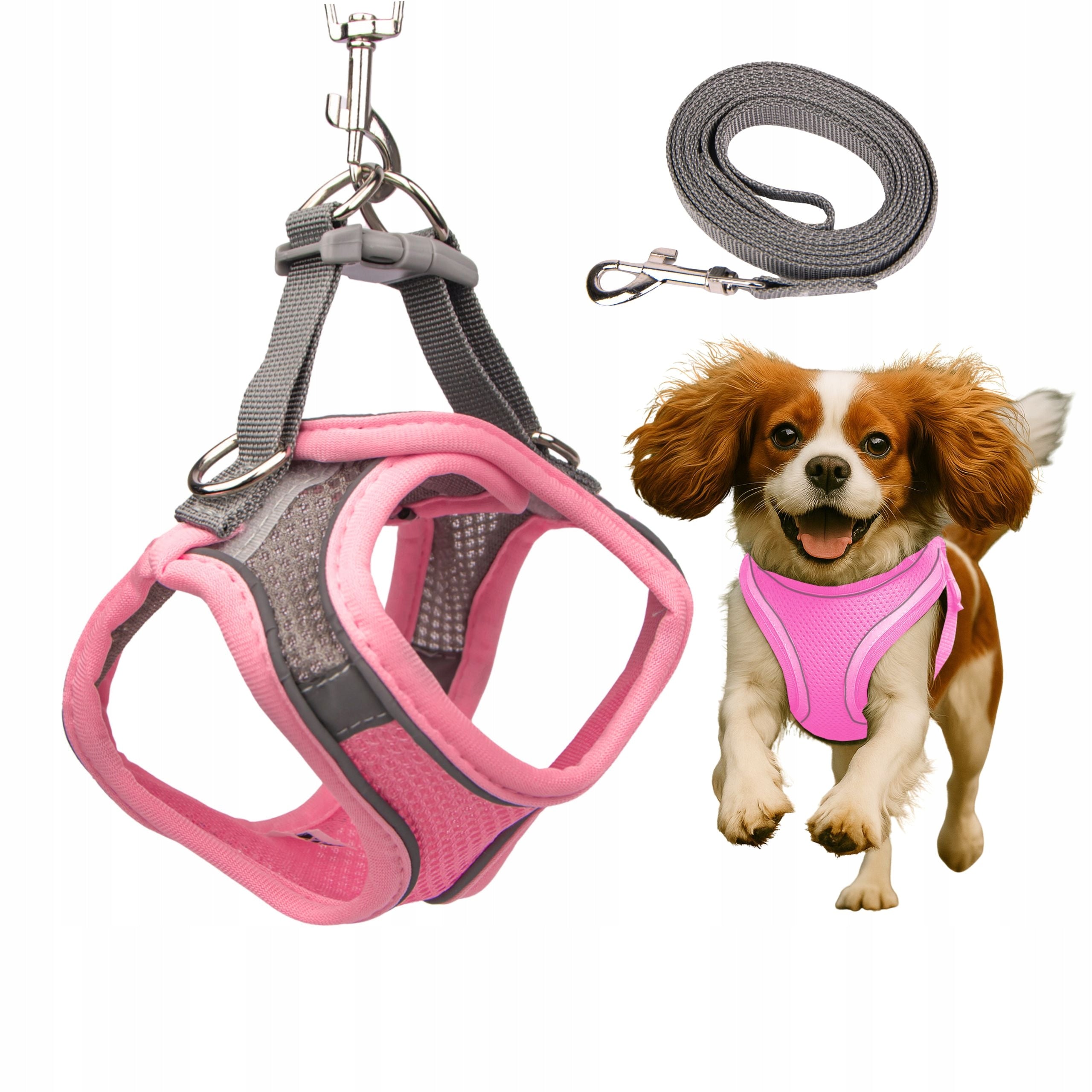 Dog Harness Adjustable Breathable for Summer Beagle Spaniel PINK M