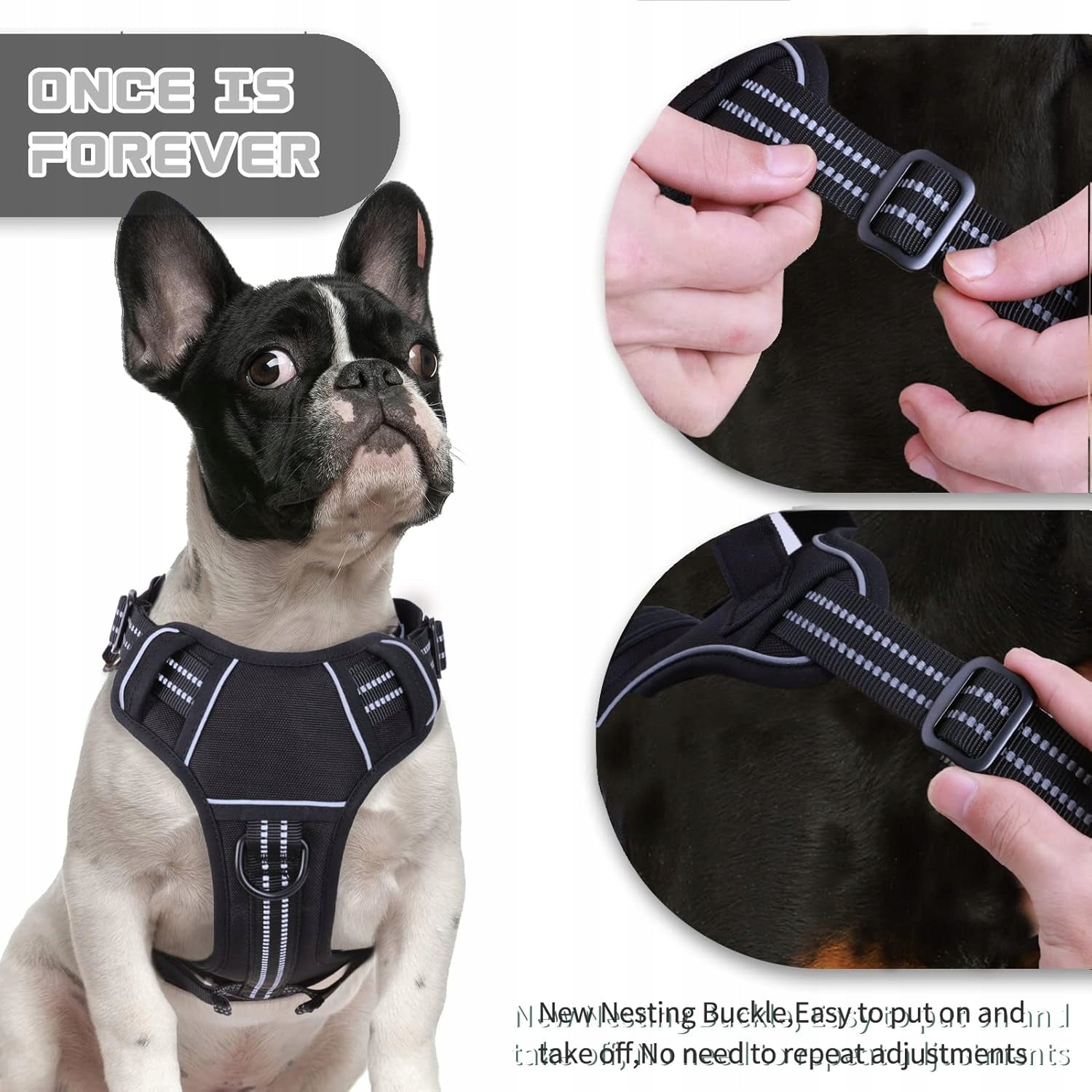 Dog Harness Adjustable Pet Vest with Dog Leash Harness Soft Handle Black Brand no brand