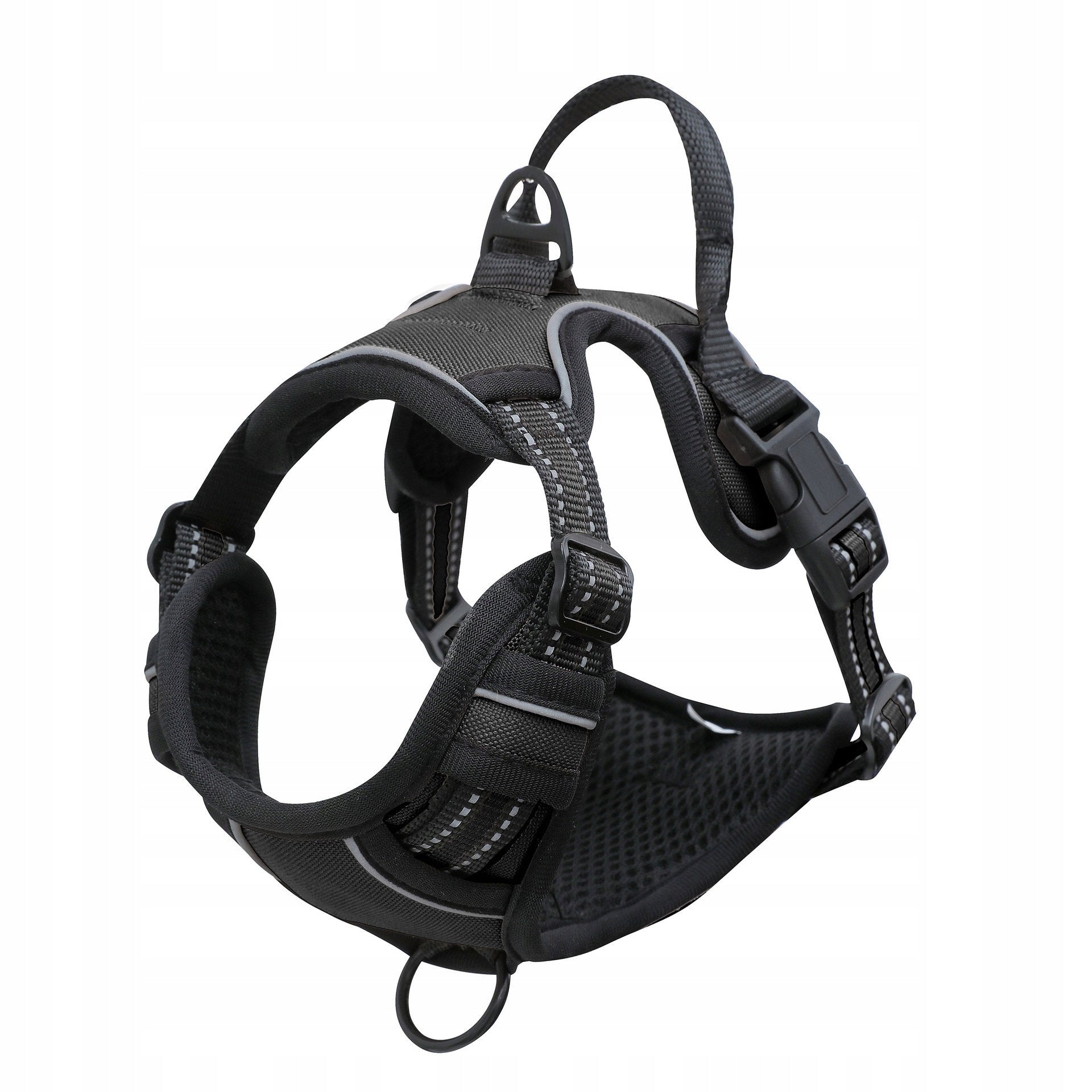 Dog Harness Adjustable Pet Vest with Dog Leash Harness Soft Handle Black