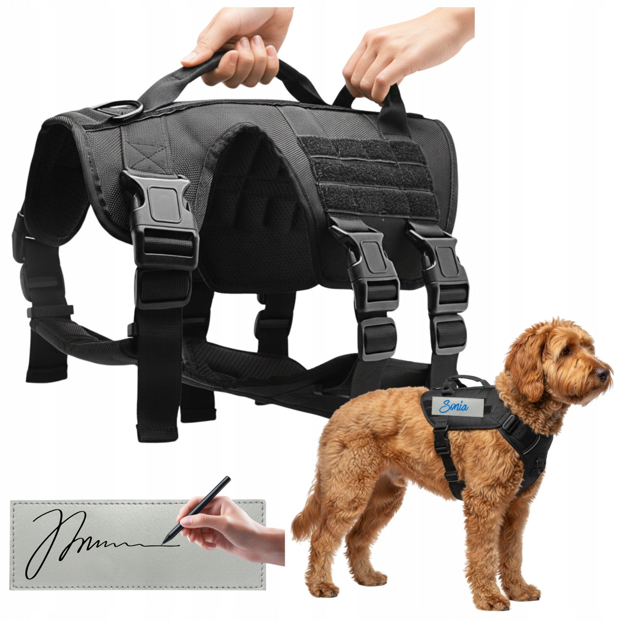 Dog Harness Adjustable Pressure-Free Strong Lightweight M Premium Solid Walk
