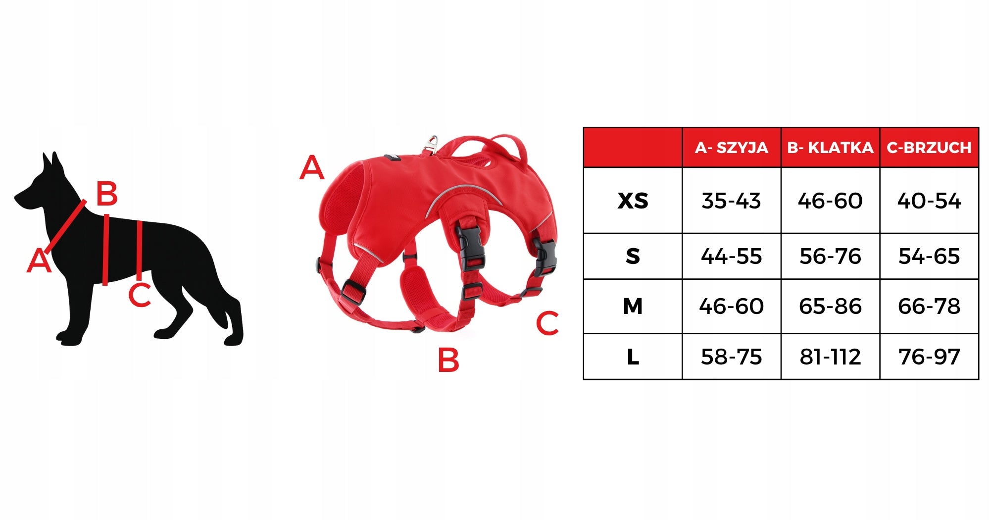 Dog Harness Guard Red Tactical Strong HUGGY DOGGY S Kind sport harness