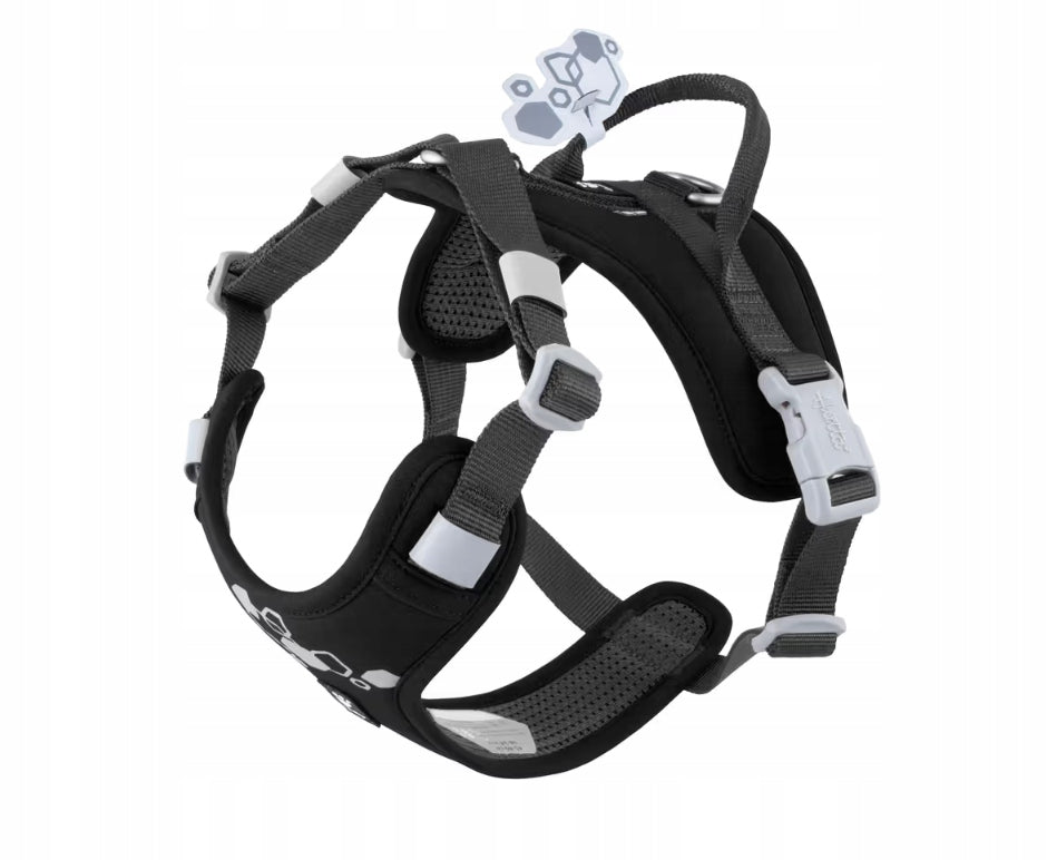 Dog Harness HURTTA Raven size:40-50 - pressure-free, durable, reflective
