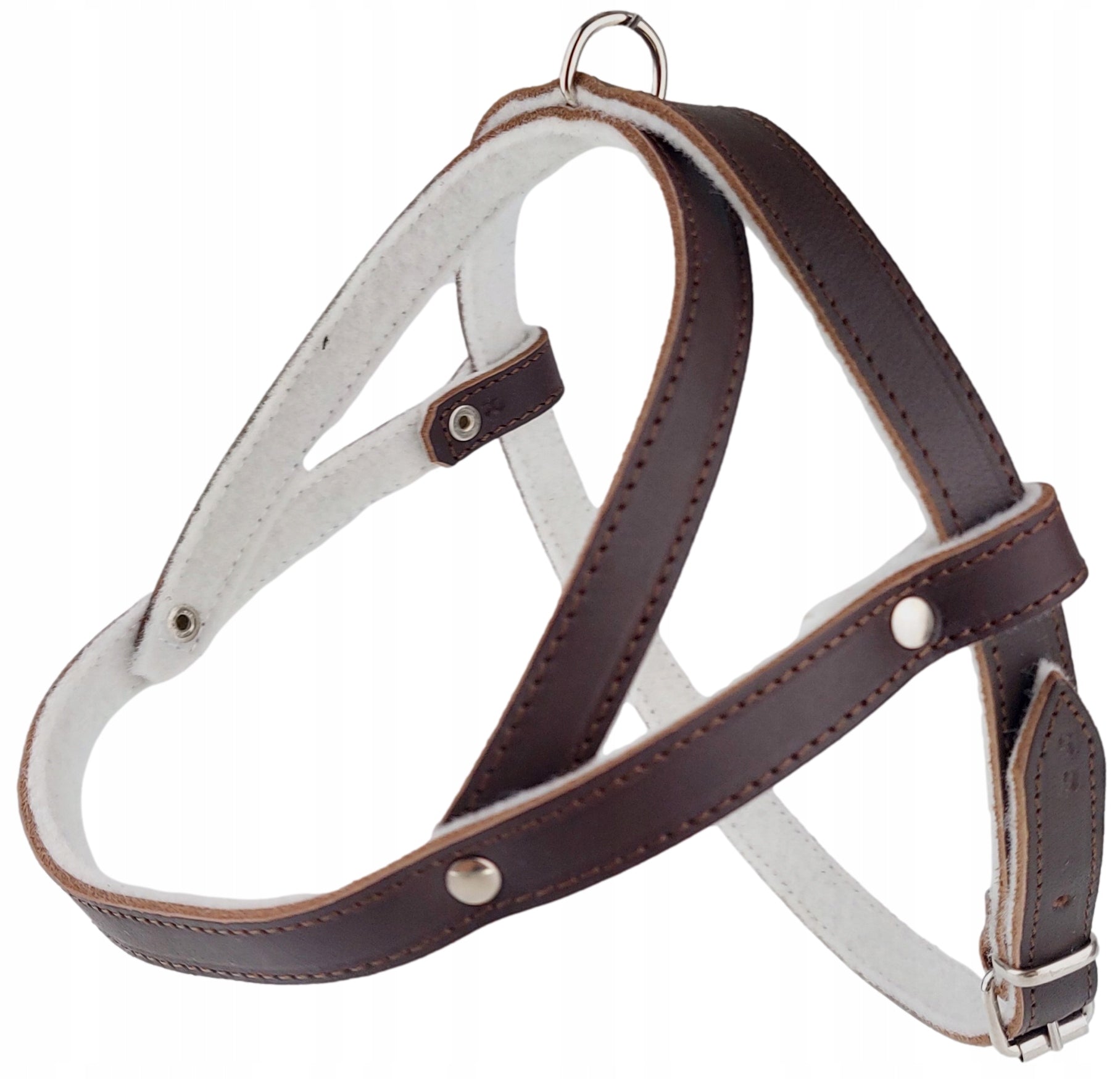 Dog Harness Leather Felt Lined Face Leather 45cm Champion Brown