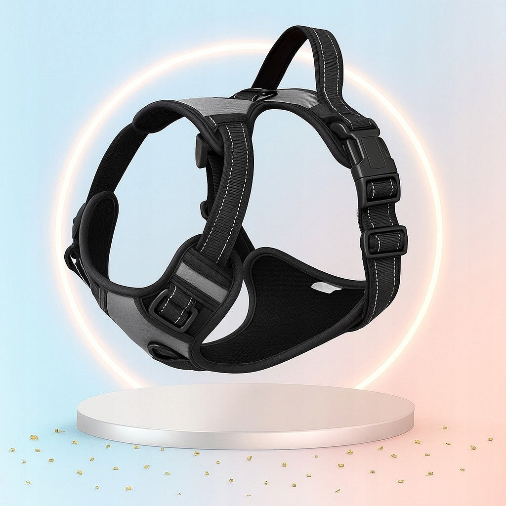 Dog Harness Pressure-Free GREY Guard Comfortable Reflective L + Lanyard EAN (GTIN) 5905629140050