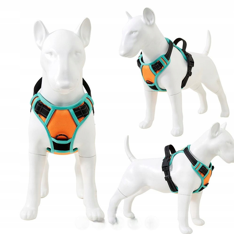 Dog Harness Pressure-Free ORANGE Guard Comfortable Reflective L + Lanyard Kind training / easy walk