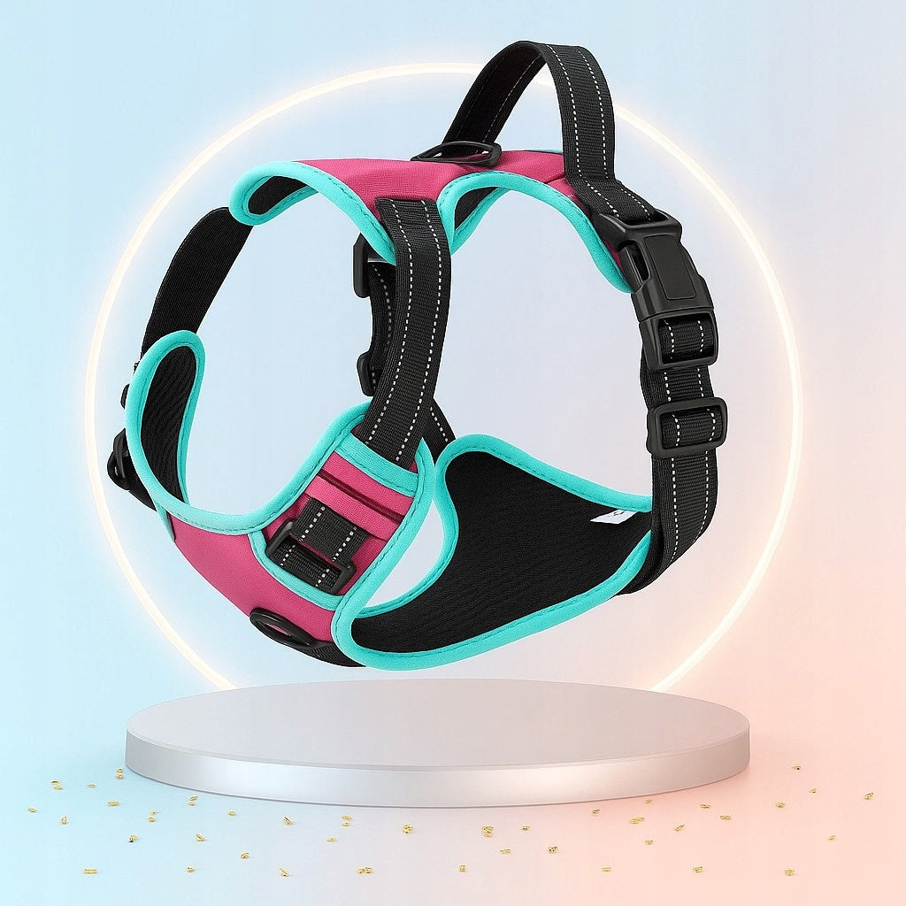 Dog Harness Pressure-Free PINK Guard Comfortable Reflective S + Lanyard EAN (GTIN) 5905629140081