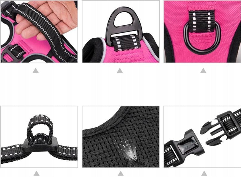 Dog Harness Pressure-Free PINK Guard Comfortable Reflective S + Lanyard Trade name Szelki dla Psa Regulowane Anytech Różowe S