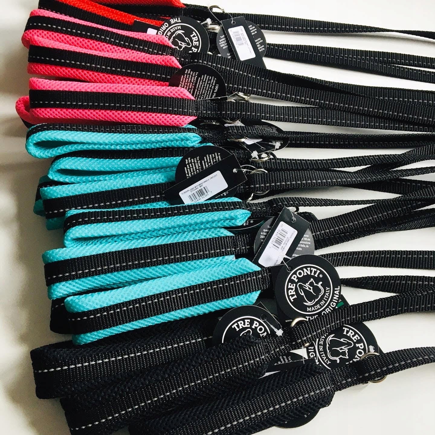 Dog LANYARD TRE PONTI Mesh Black SOFT handle 180cm LONG Material tape