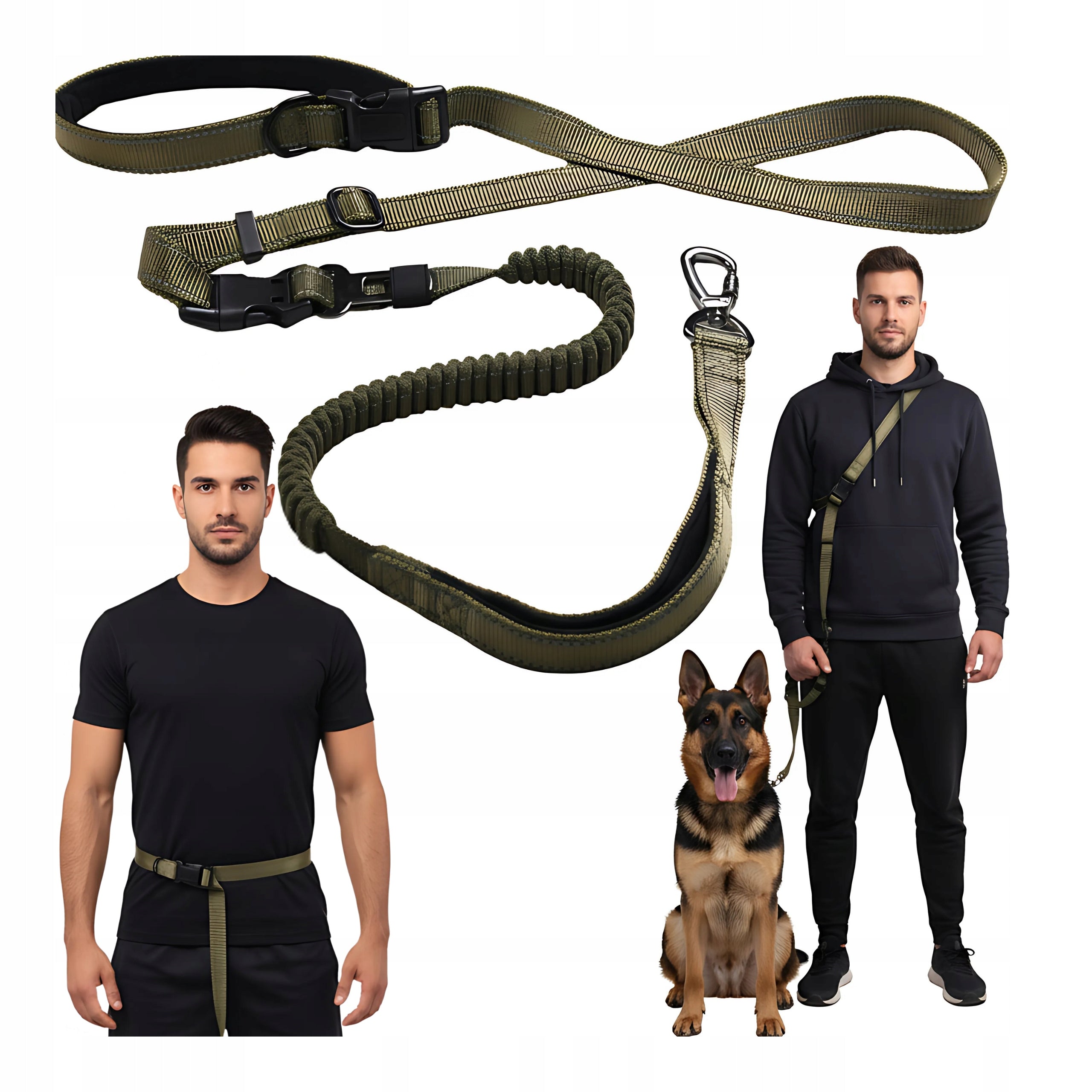 Dog Lanyard for Running with Shock Absorber Retractable Training Adjustable