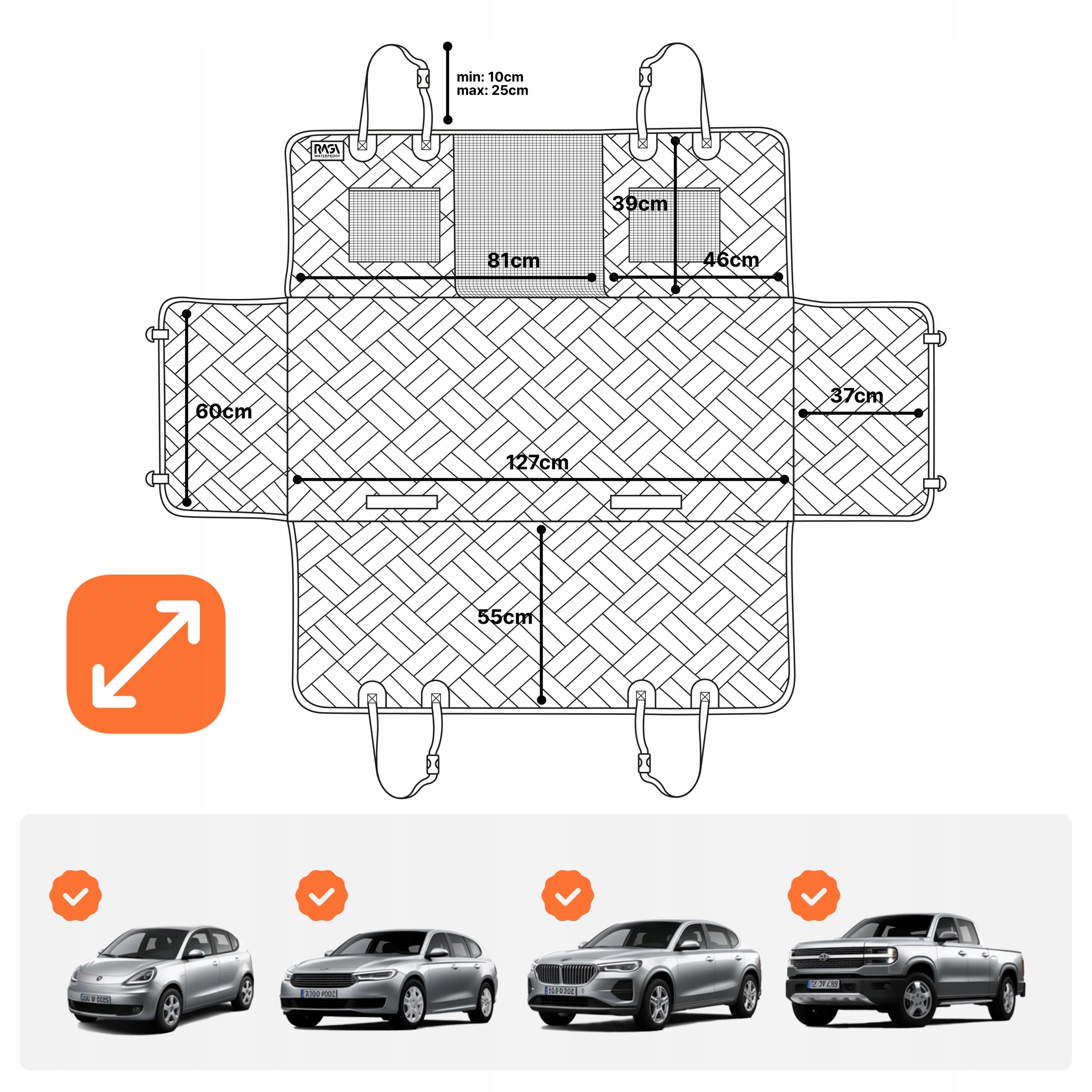 Dog Mat for Car STIFFENED Car Seat Cover STABLE Product height 62 cm