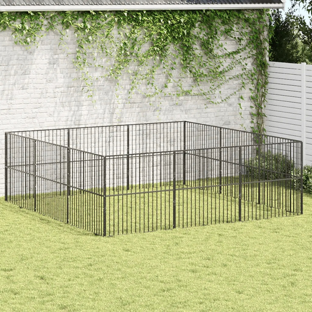 Dog Playpen, 12 Panels, Black, Galvanized Steel Manufacturer code 3209554