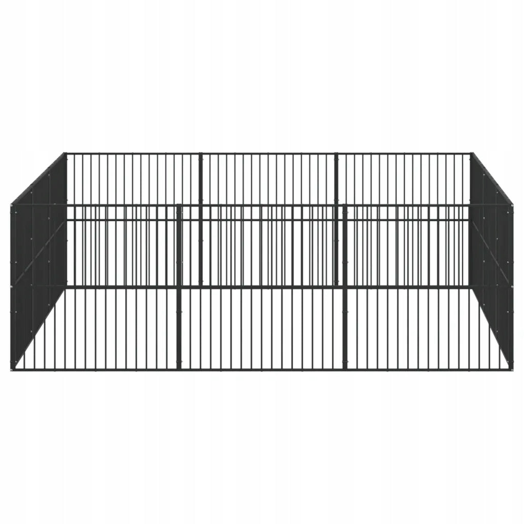 Dog Playpen, 12 Panels, Black, Galvanized Steel Trade name 3209554