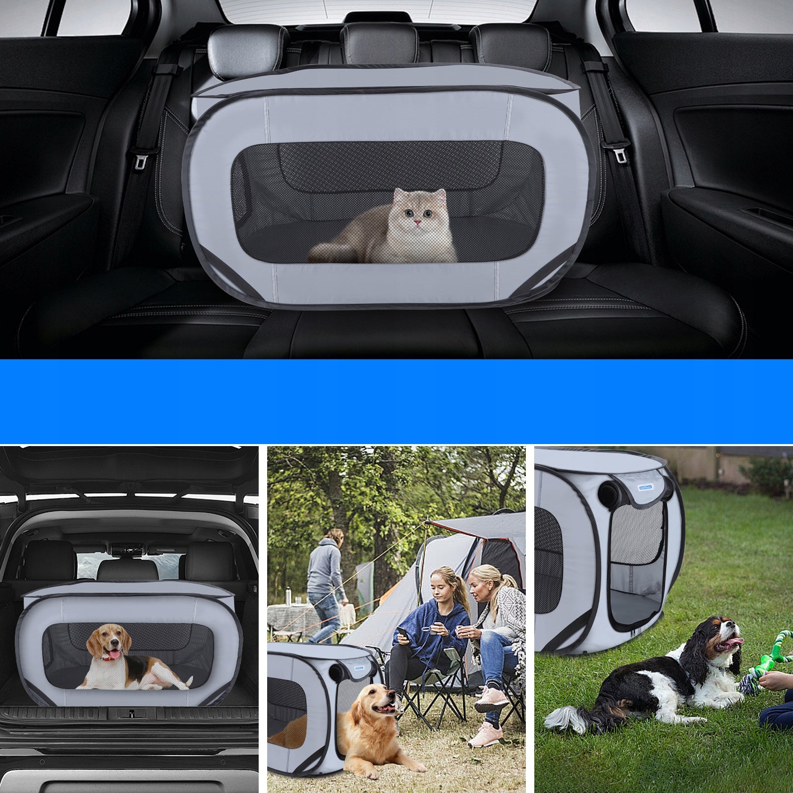 Dog Playpen FOLDING With Storage Bag Can Be Used In Car Length 93 cm