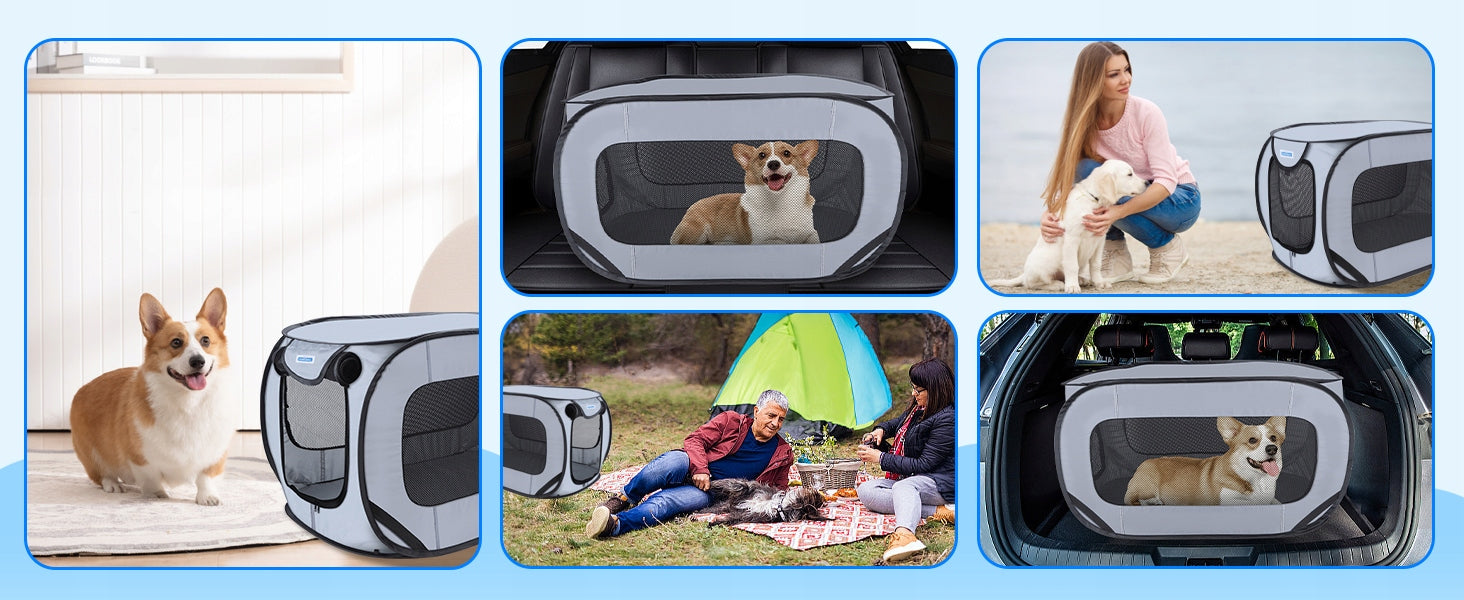 Dog Playpen FOLDING With Storage Bag Can Be Used In Car Product height 54 cm
