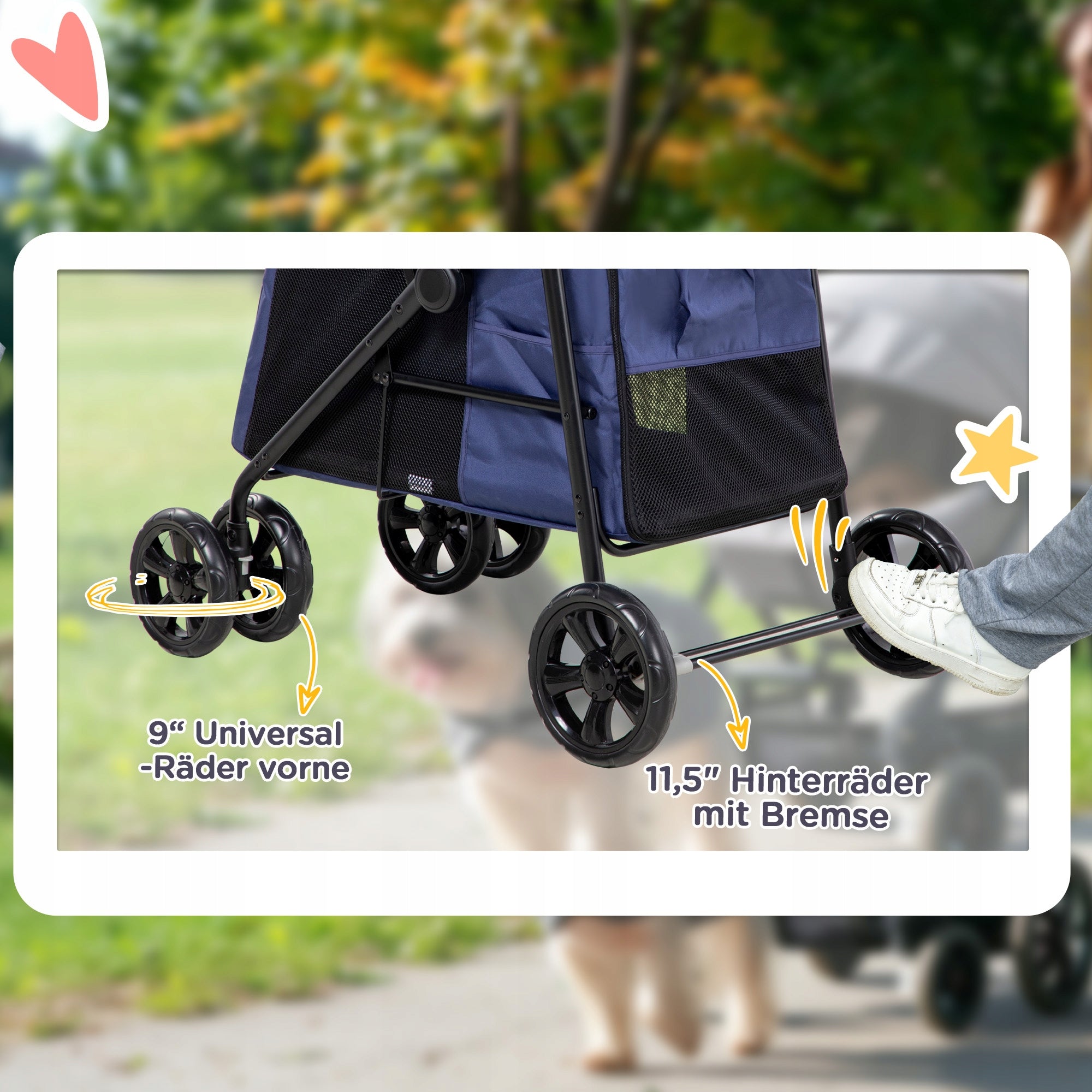 Dog Stroller, Folding, with Pillow, for Cats Maximum animal weight 20 kg