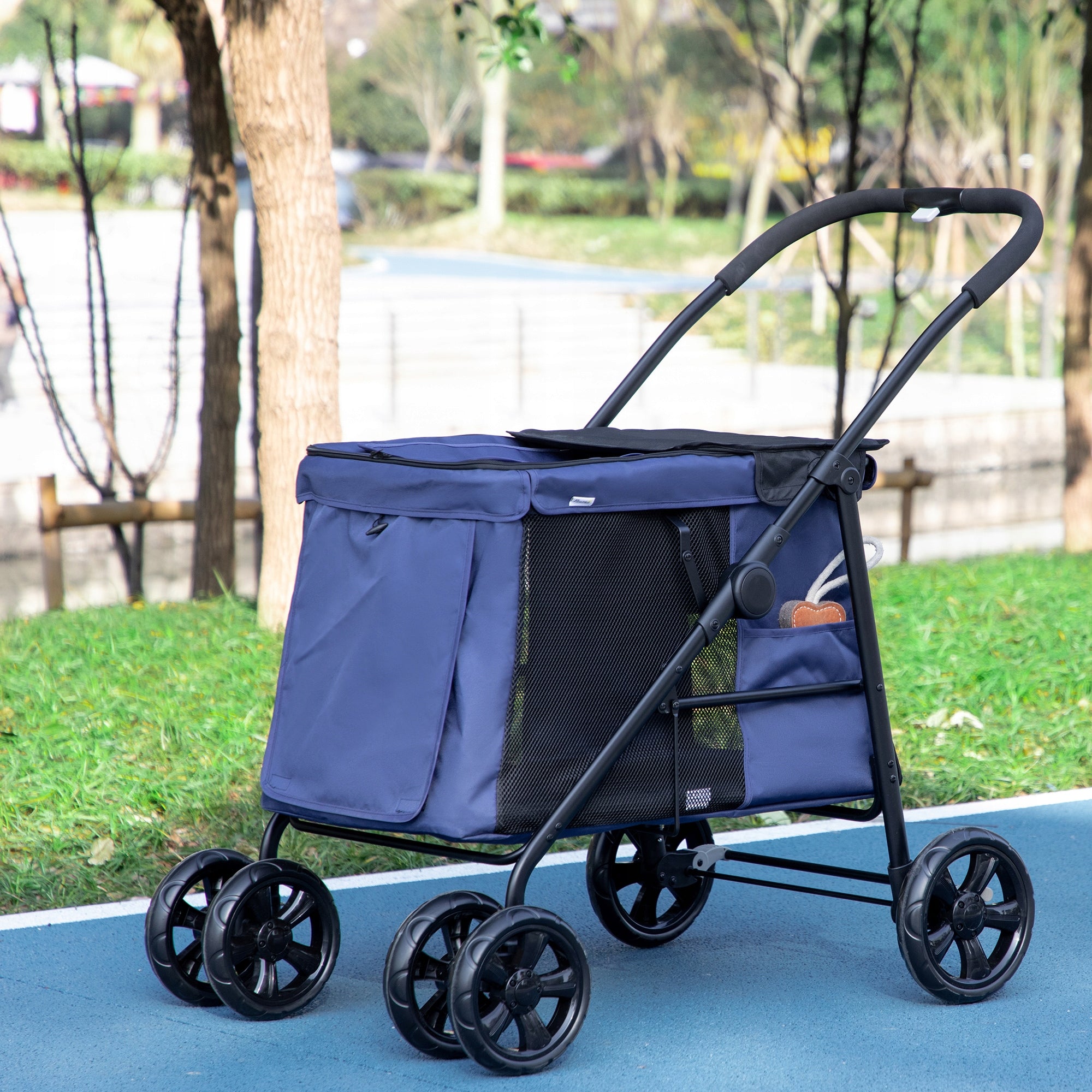Dog Stroller, Folding, with Pillow, for Cats Trade name Wózek dla psa z poduszką 3 boczne kieszenie składany 102x62x105cm Niebieski