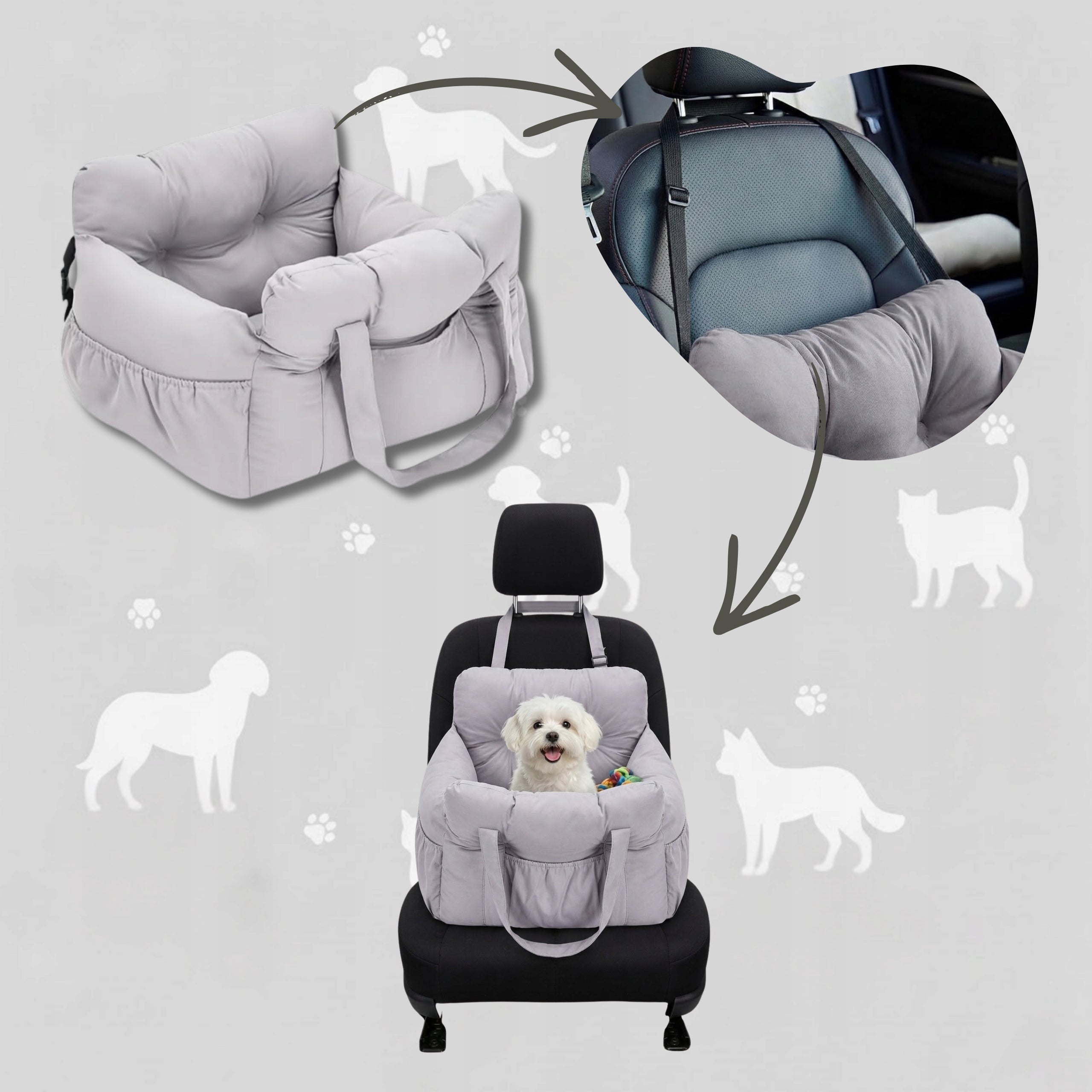 Dog Transporter For Car Seat Bag 2in1 For Cat Premium 50x50cm Kind carrier